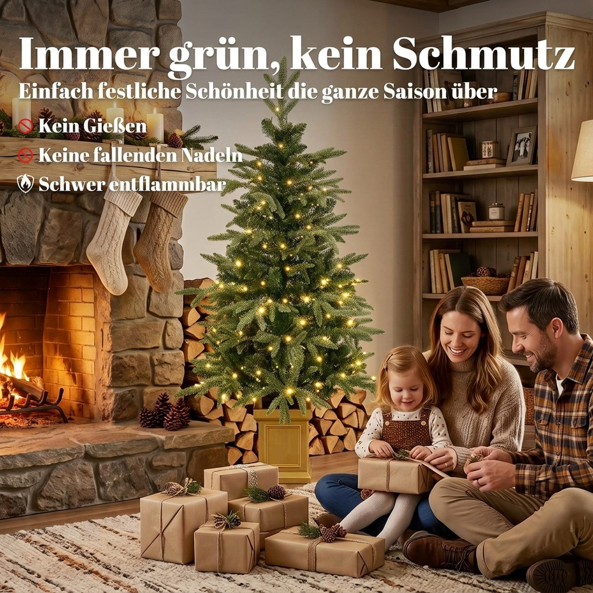 Künstlicher Weihnachtsbaum, 120 cm Christbaum mit 110 LED-Beleuchtung 147 Spitzen, 2 Lichtfarben, Fernbedienung
