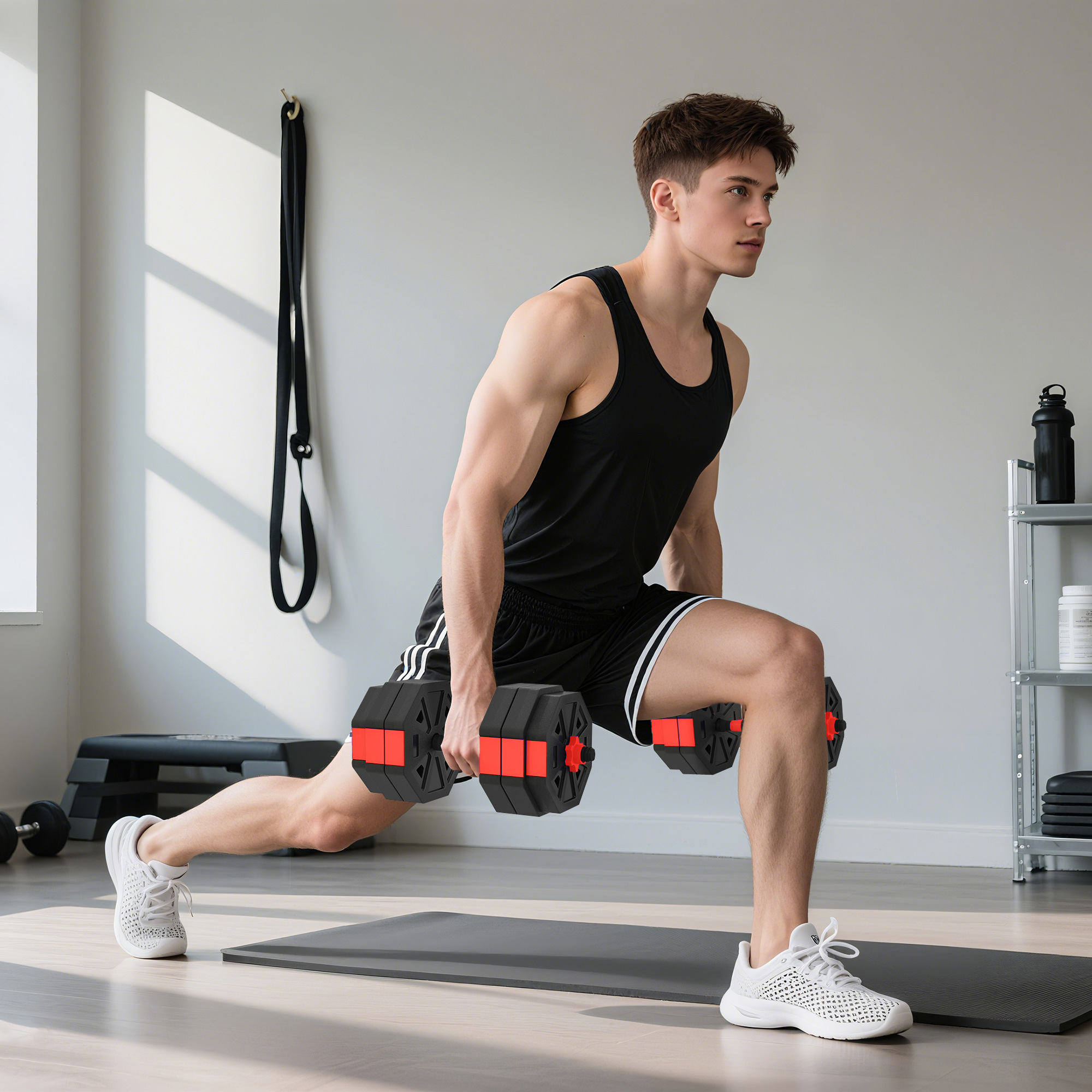 6-in-1 Hantelset Kurzhantel Set Kurzhanteln Langhanteln verstellbar 25 KG für Krafttraining Zuhause