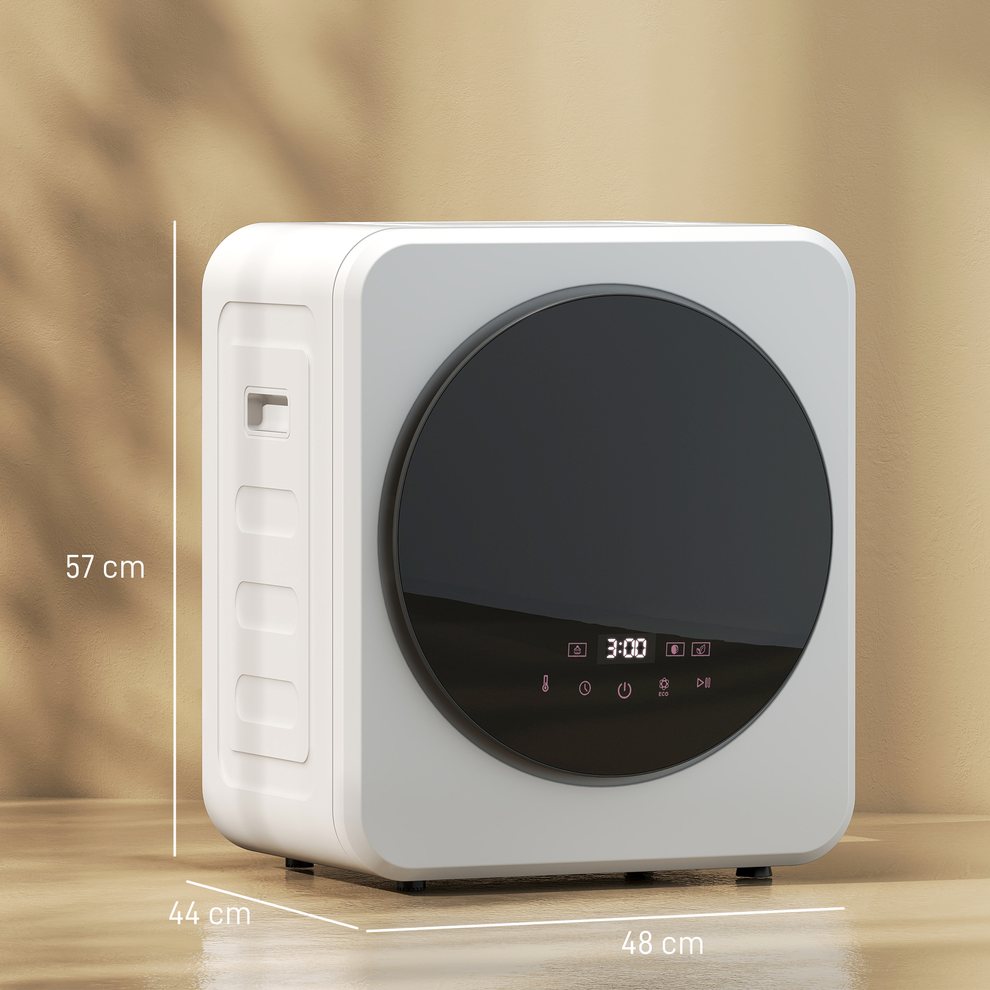 Ablufttrockner, 4 kg Frontlader-Wäschetrockner mit Edelstahltrommel, 800W Kompakt Freistehend, Weiß