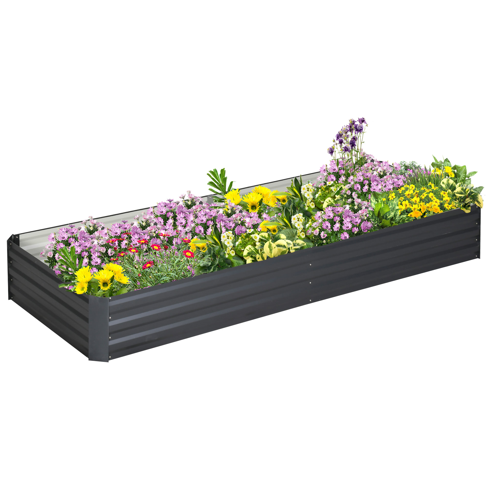 Stahl-Hochbeet, offener Boden, einfacher Aufbau, 95L x 90,5B x 29,8H cm, Grau