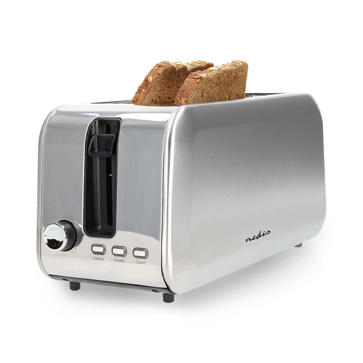 Toaster | 4 Brotscheiben | 2 Lange Schlitze | Bräunungsstufen: 7 | Auftaufunktion | Aluminium / Silber