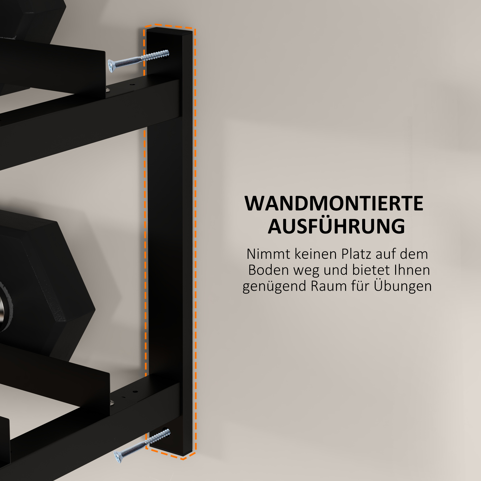 Hantelständer, Hantelgestell, 2 Etagen, bis 70 kg, Stahl, 98x40x35 cm, Schwarz