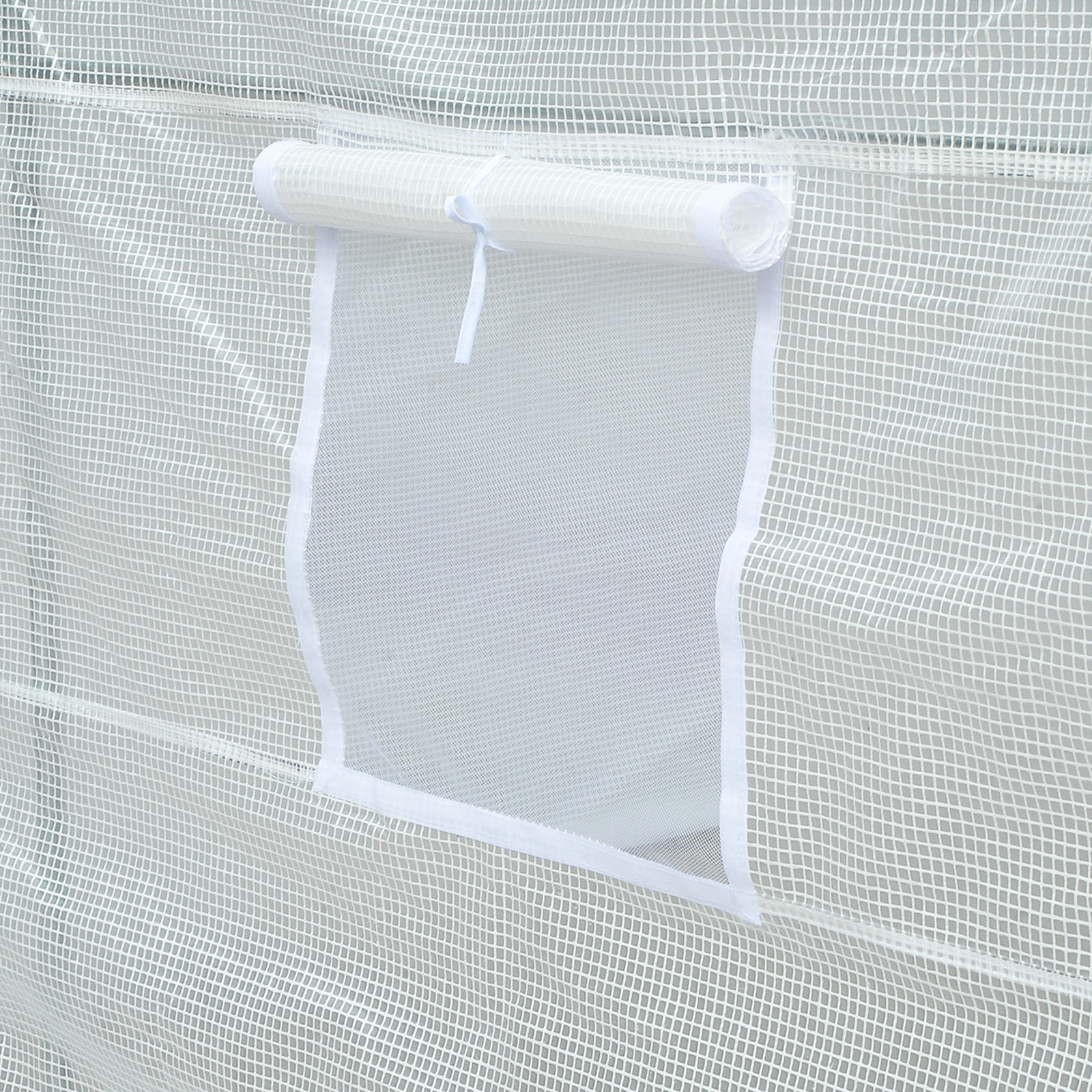 Gewächshaus 350x200x200cm Foliengewächshaus Tomatenhaus mit Tür, Fenster, Folientunnel aus verzinktem Stahl, Pflanztunnel, Treibhaus inkl. Erdanker Seilen, Gartentunnel, Weiß