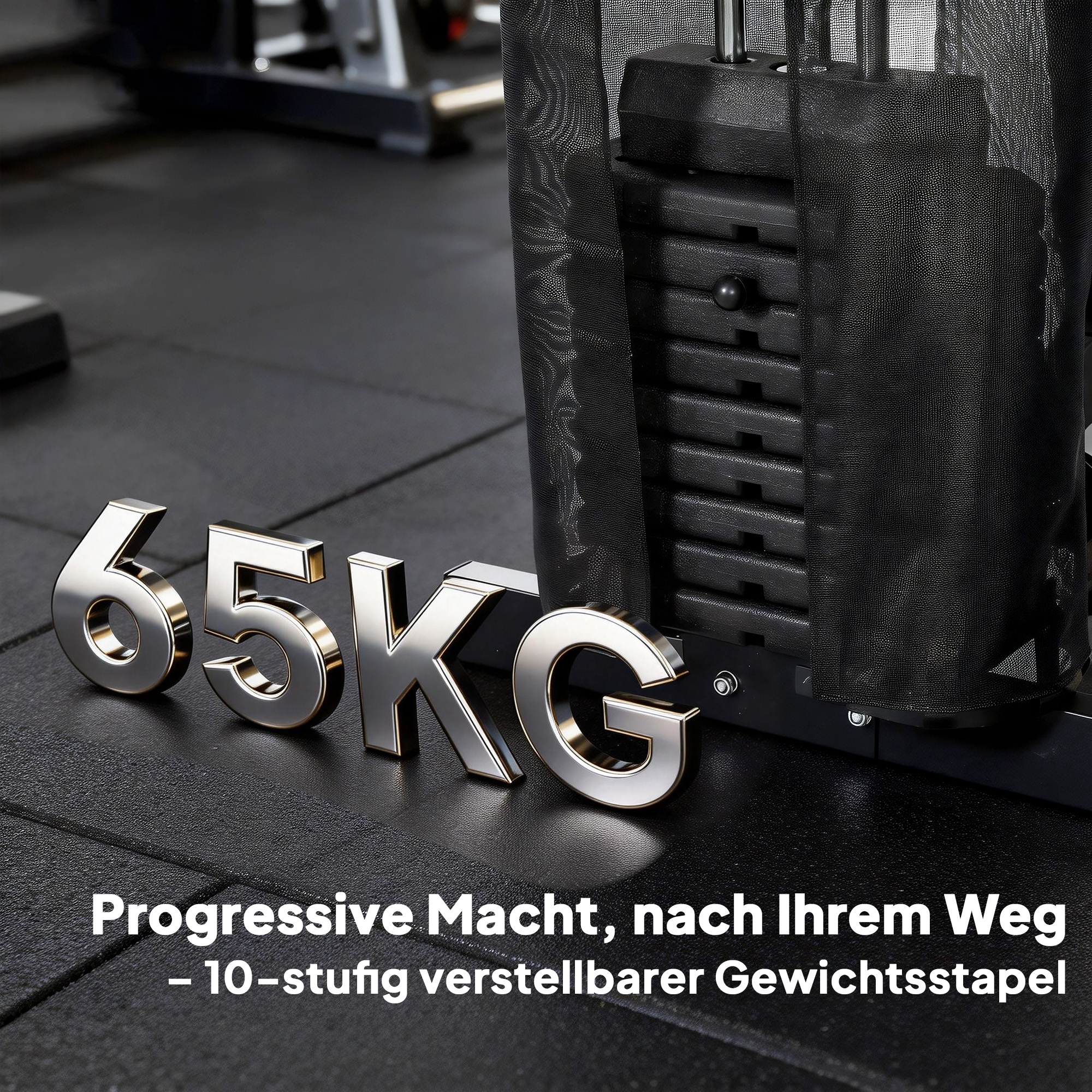 Kraftstation Fitnessstation mit Latzug Butterflystange 65kg Gewichten Seil bis zu 120kg