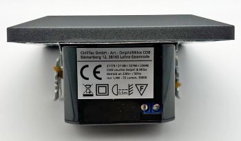 MILOS LED-Einbauleuchte "COB" Anthrazit, 80x80mm, 3000k, warmweiß, 55Lumen