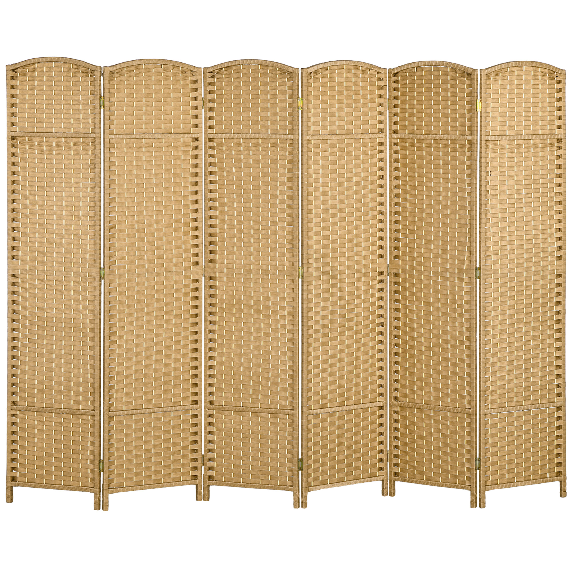 6-teiliger Raumtrenner, Faltbarer Sichtschutz, Sichtschutzwand für Wohnzimmer, Schlafzimmer, Homeoffice, Natur