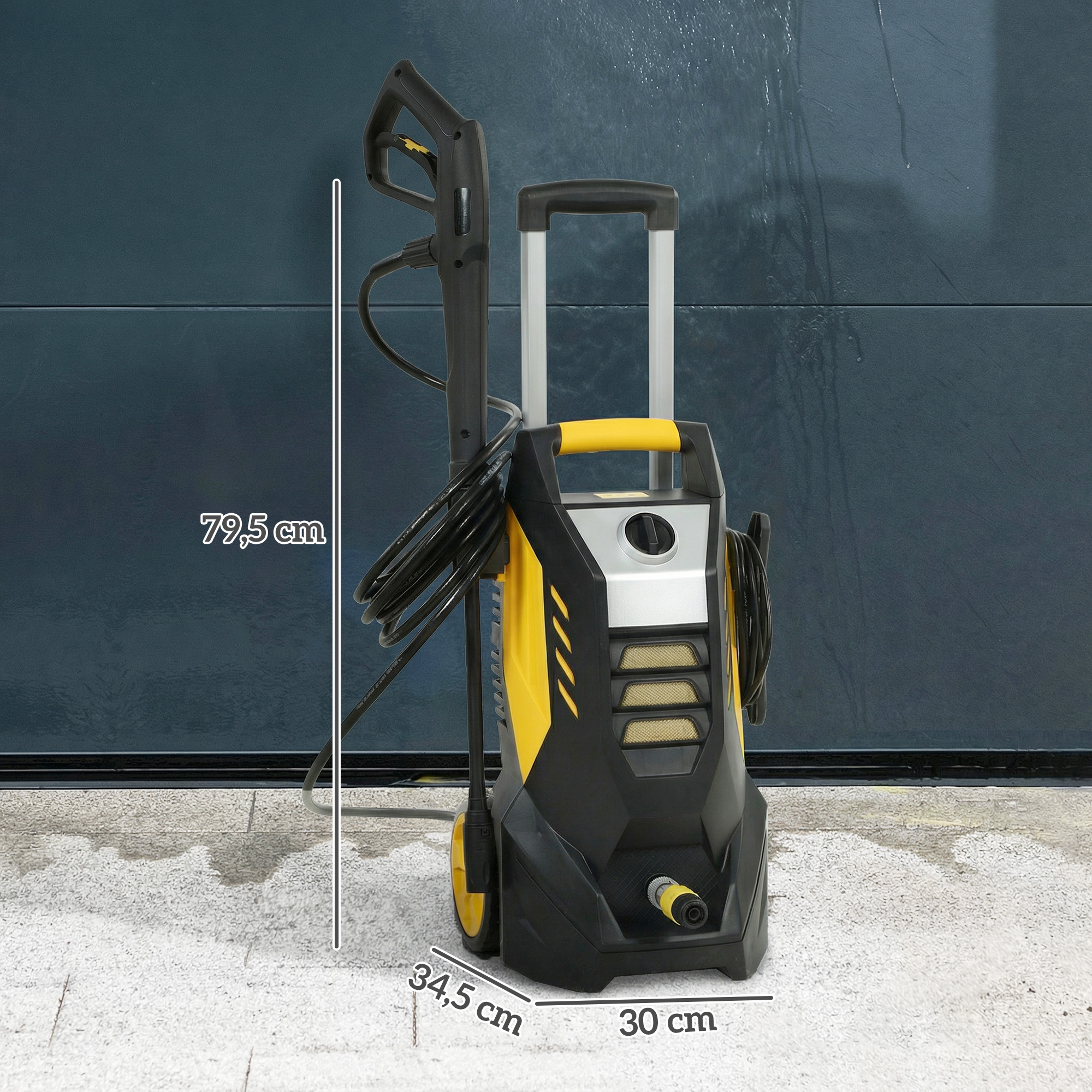 Hochdruckreiniger mit Aluminiumpumpe 135 bar Maximaldruck 1800W Leistung 540 L/h 5m Schlauch verstellbare Düse & Griffe