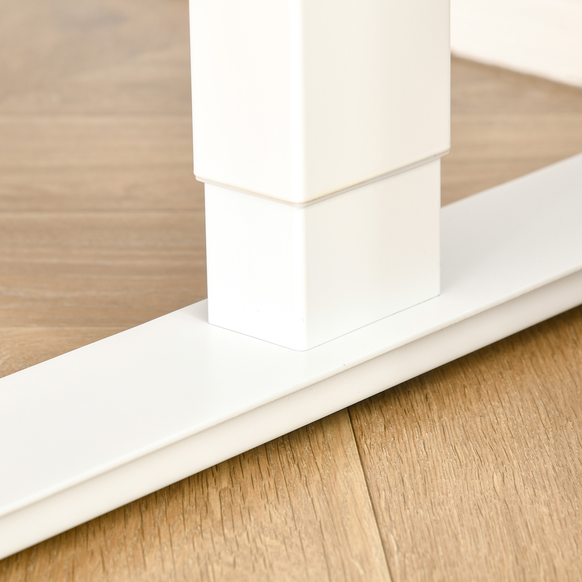 Höhenverstellbarer Schreibtisch Elektrisch 140 x 70 cm Computertisch mit 4 Memory-Steuerung, 4 tlg. Tischplatte, Steh-Sitz Tisch mit Anti-Kollision, Überhitzungsschutz Weiß