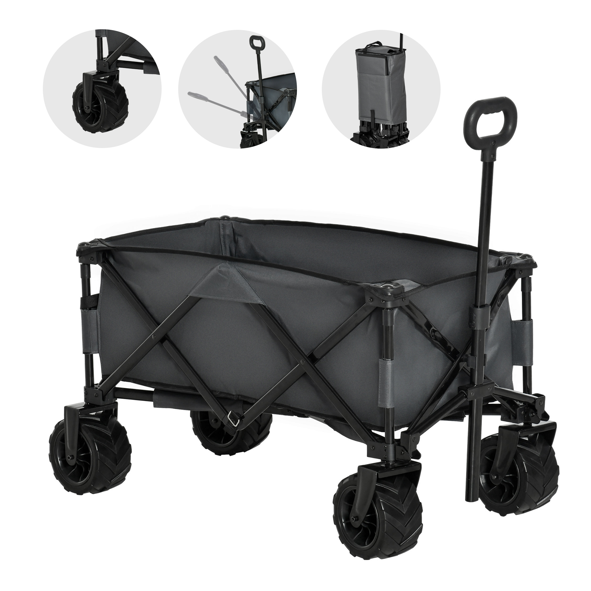 Bollerwagen Faltbarer Handwagen 360° Gartenwagen Transportwagen mit Teleskop Griff Verstellbarer Griffhöhe Strandwagen bis 70 kg Tragkraft Metall Oxford Dunkelgrau 108 x 55 x 59-89 cm Bollerwagen Faltbarer Handwagen 360° Gartenwagen Transportwagen mit Teleskop Griff Verstellbarer Griffhöhe Strandwagen bis 70 kg Tragkraft Metall Oxford Dunkelgrau 108 x 55 x 59-89 cm
