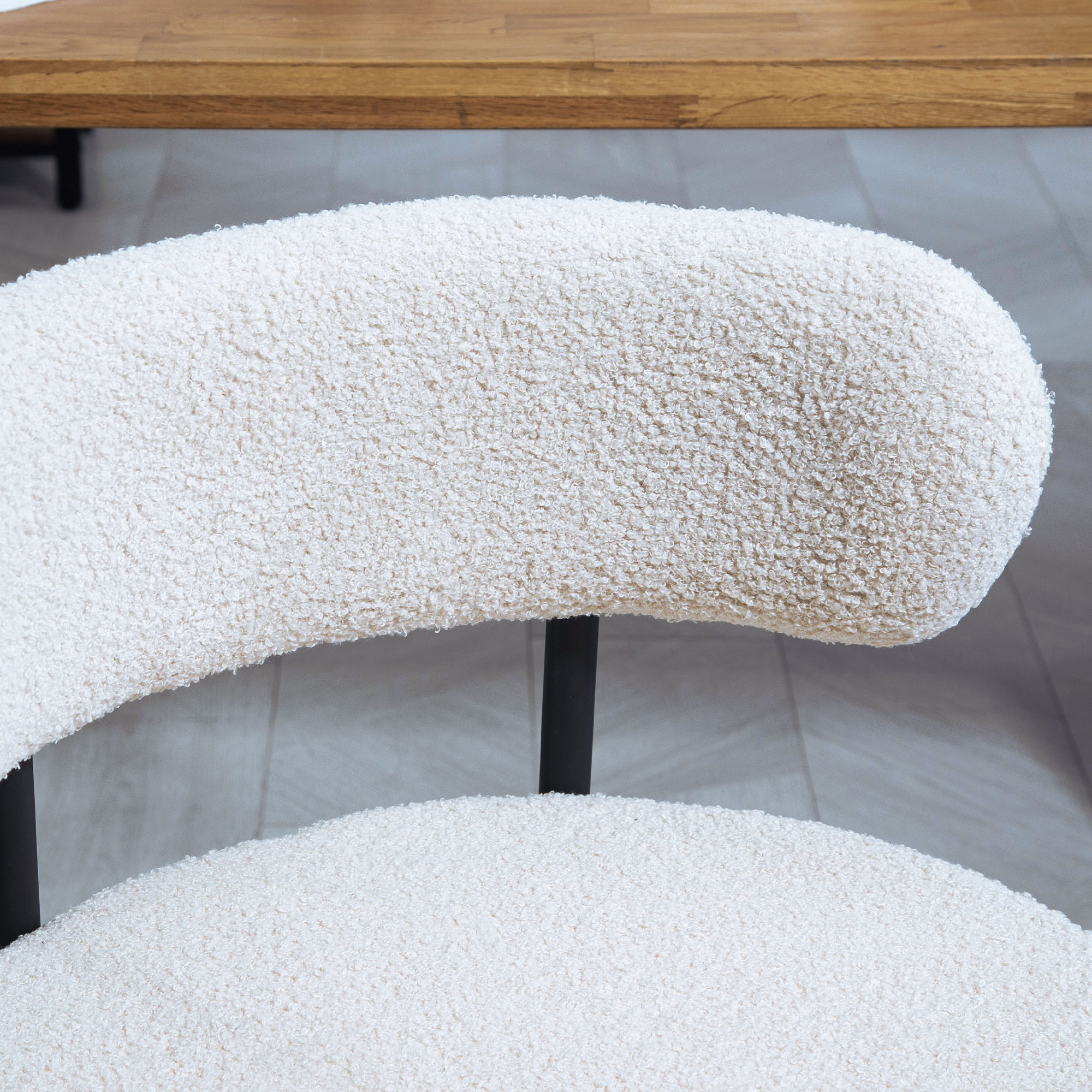 2er-Set Esszimmerstühle, Fleece-Polsterung, Stühle mit Polstersitz, Metallbeine, Cremeweiß