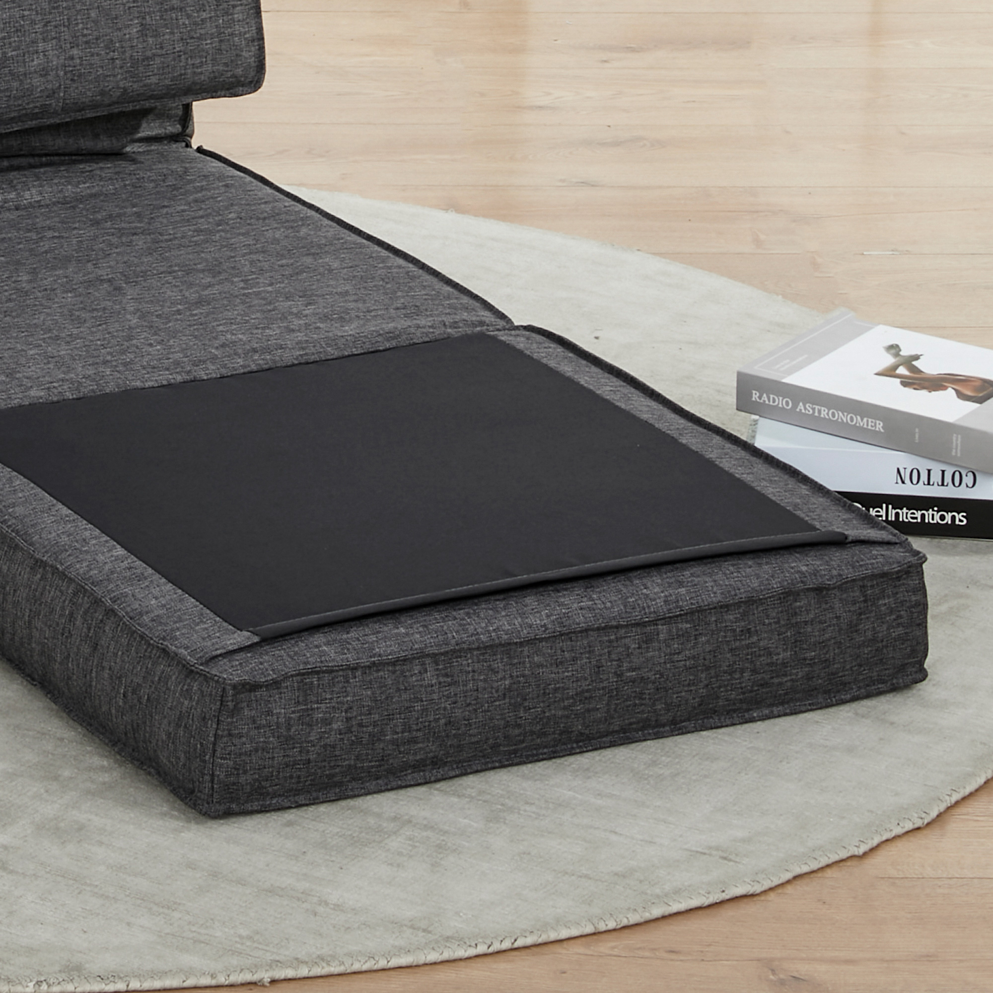 Bodensessel, verstellbarer Klappsessel, 61 x 73 x 58 cm, Dunkelgrau