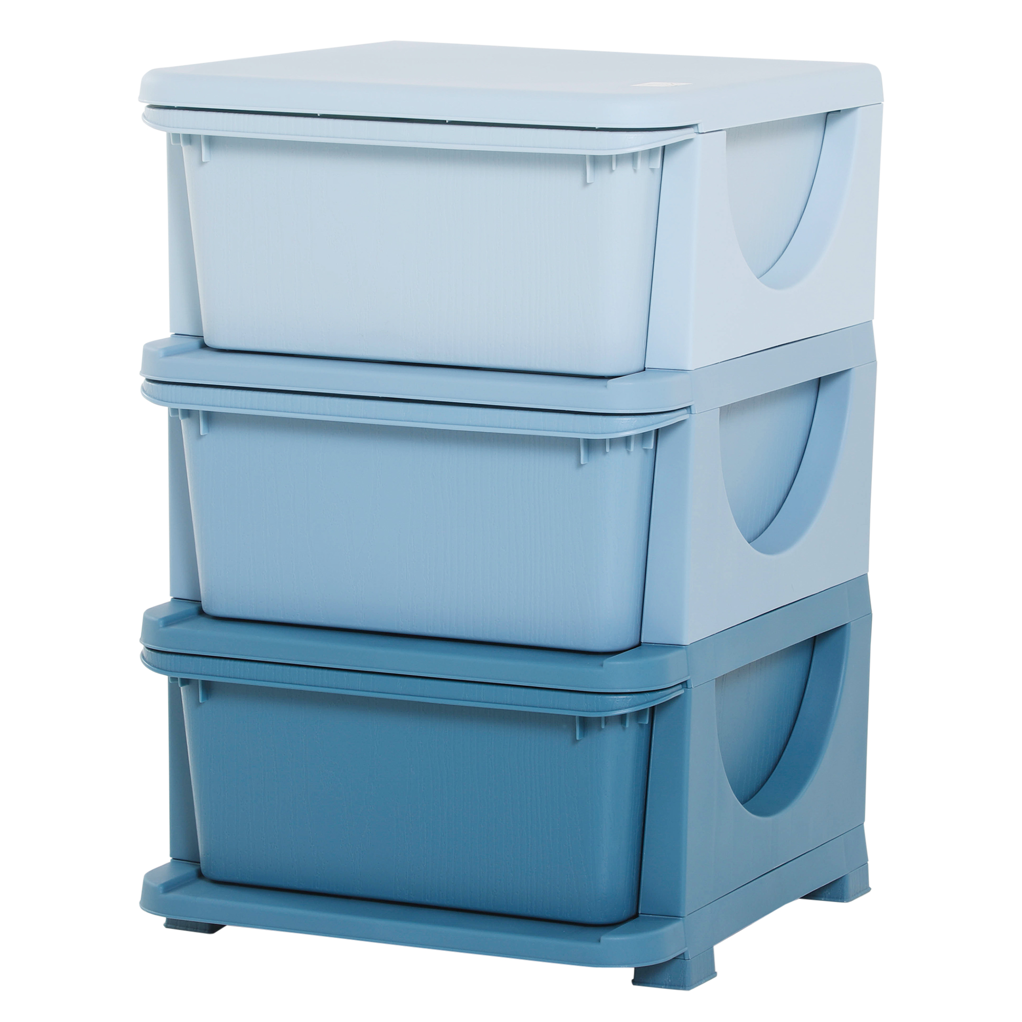 Aufbewahrungsboxen für Kinder, 3 Schubladen, abgerundete Kanten, erhöhtes Design, 37x37x56,5 cm, Blau Aufbewahrungsboxen für Kinder, 3 Schubladen, abgerundete Kanten, erhöhtes Design, 37x37x56,5 cm, Blau