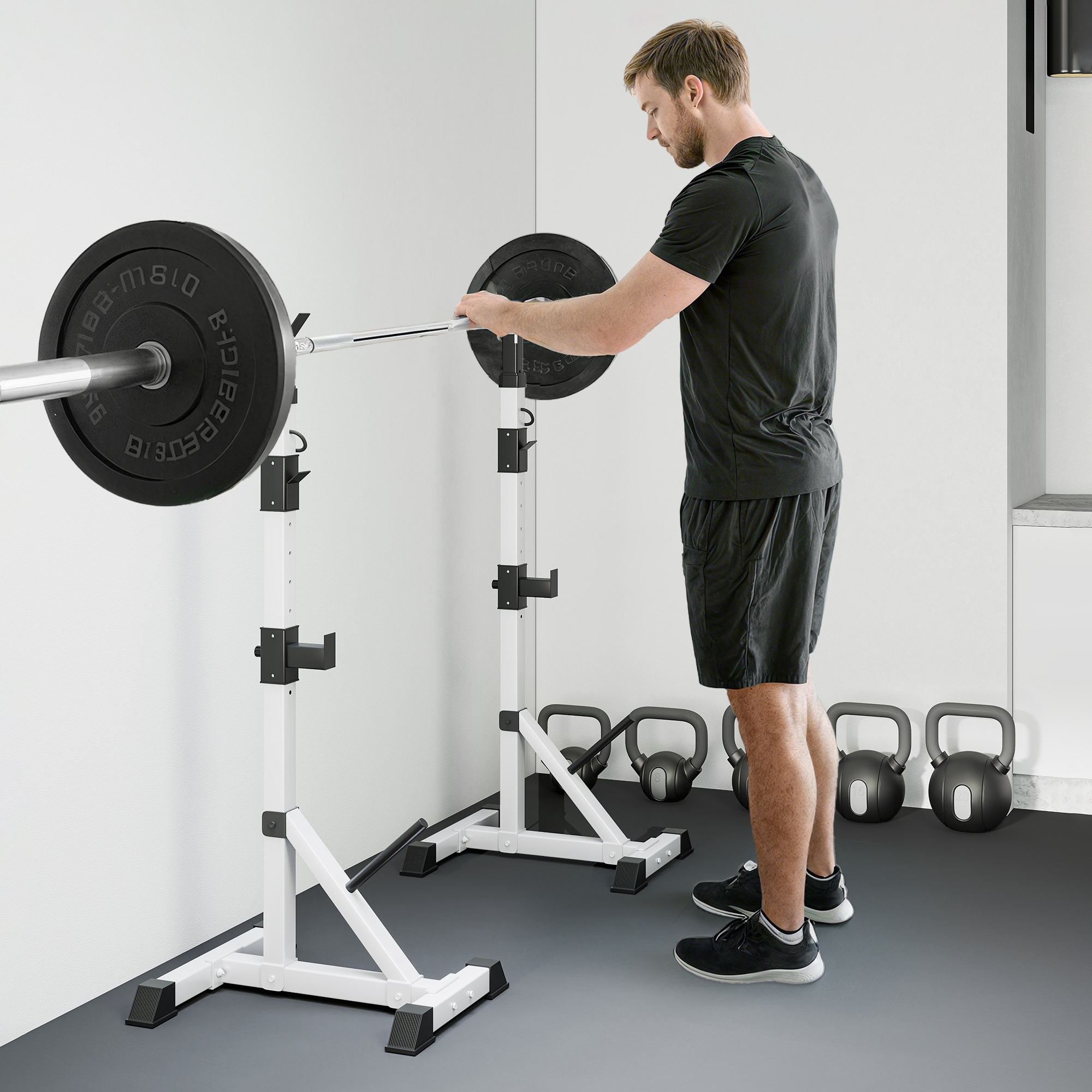 2er Set Hantelständer 3 Ebenen Höhenverstellbar Hantelablage aus Stahl bis 200 kg belastbar Silber+Schwarz