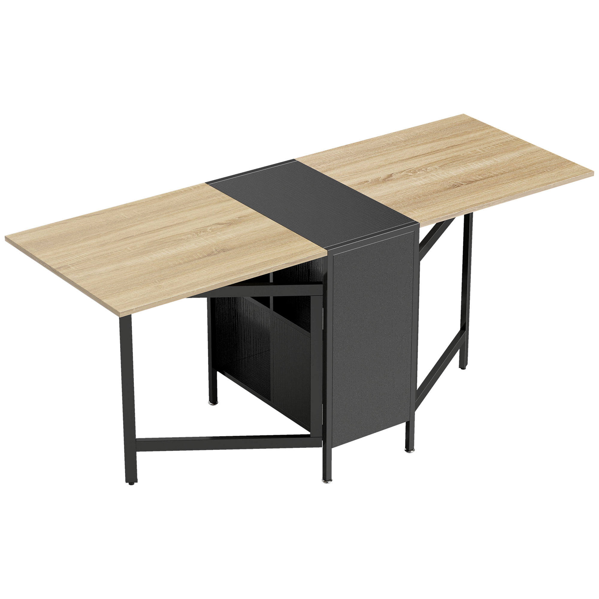 Klapptisch Esstisch Beistelltisch Eiche Metallrahmen Küche Wohnzimmer Dunkelholzfarbe+Schwarz