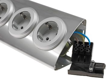 4-fach Steckdosenblock Edelstahl / 90° für Eck- &  Aufbaumontage