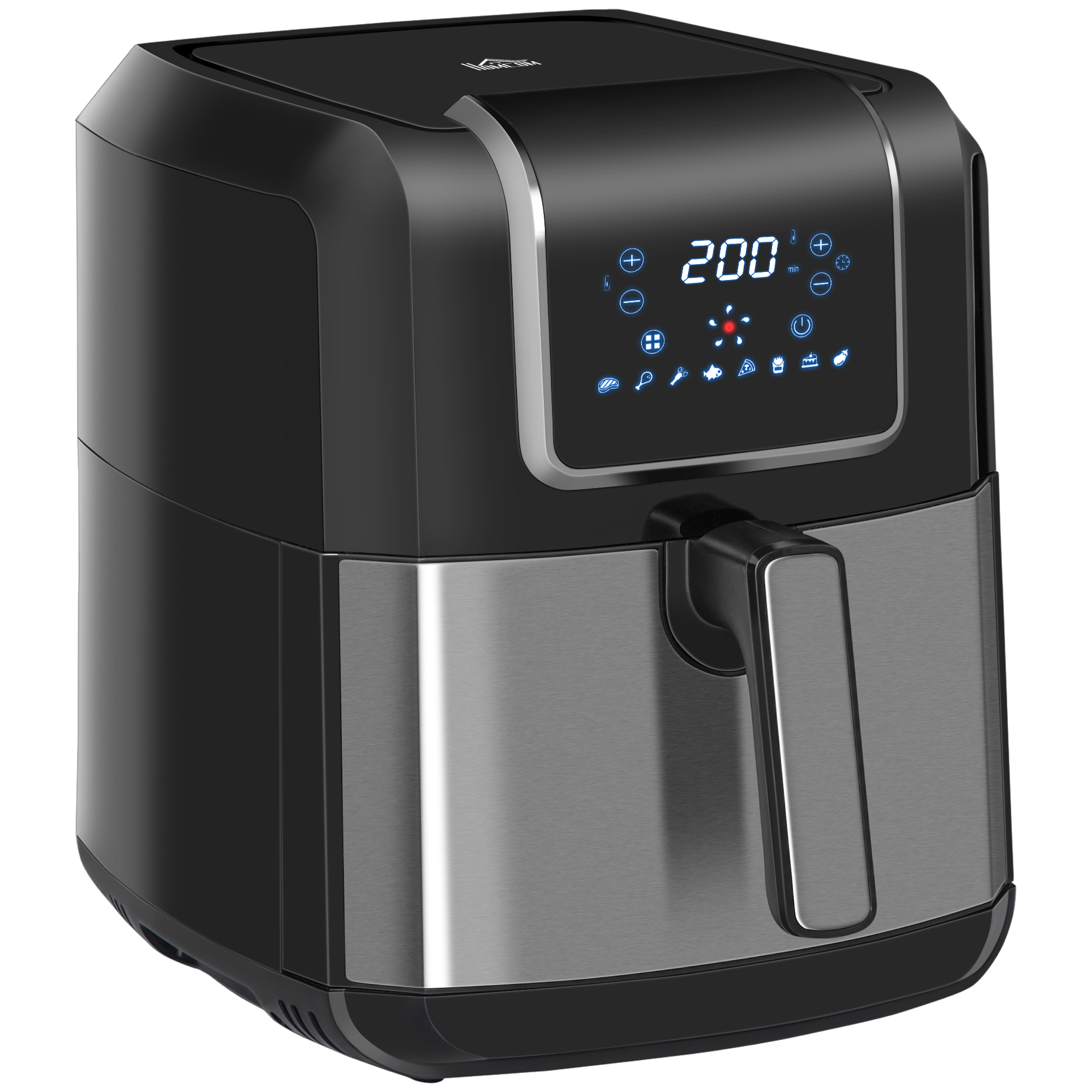 Heißluftfritteuse 6,5 L 1700W mit 8 Menüs LED-Display Antihaftbeschichteter Korb für gesundes ölfreies fettarmes Kochen Schwarz 36,5 x 29 x 33,8 cm