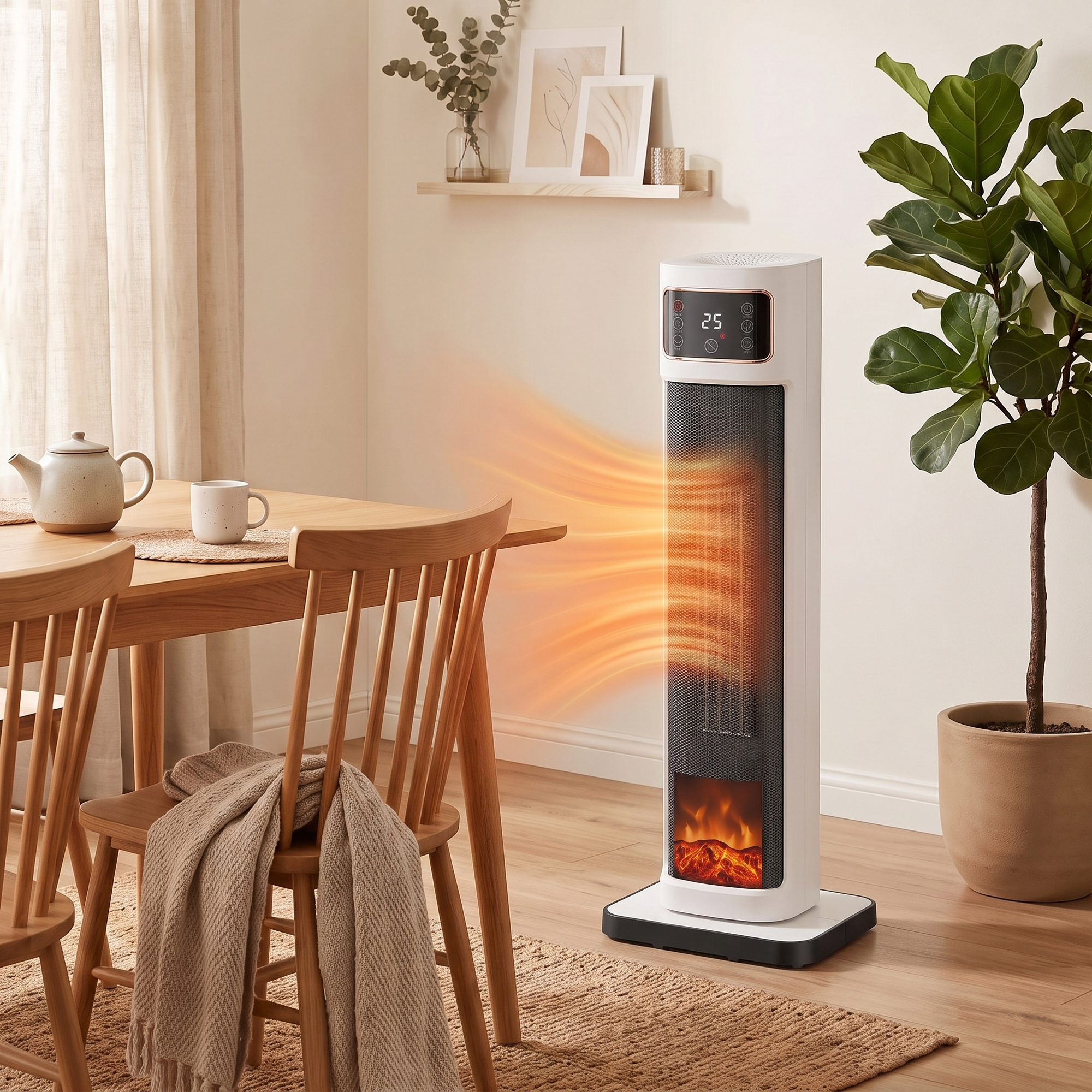 Keramik-Heizlüfter, 2.000 W, 4 Modi, Thermostat, Fernbedienung, energiesparend