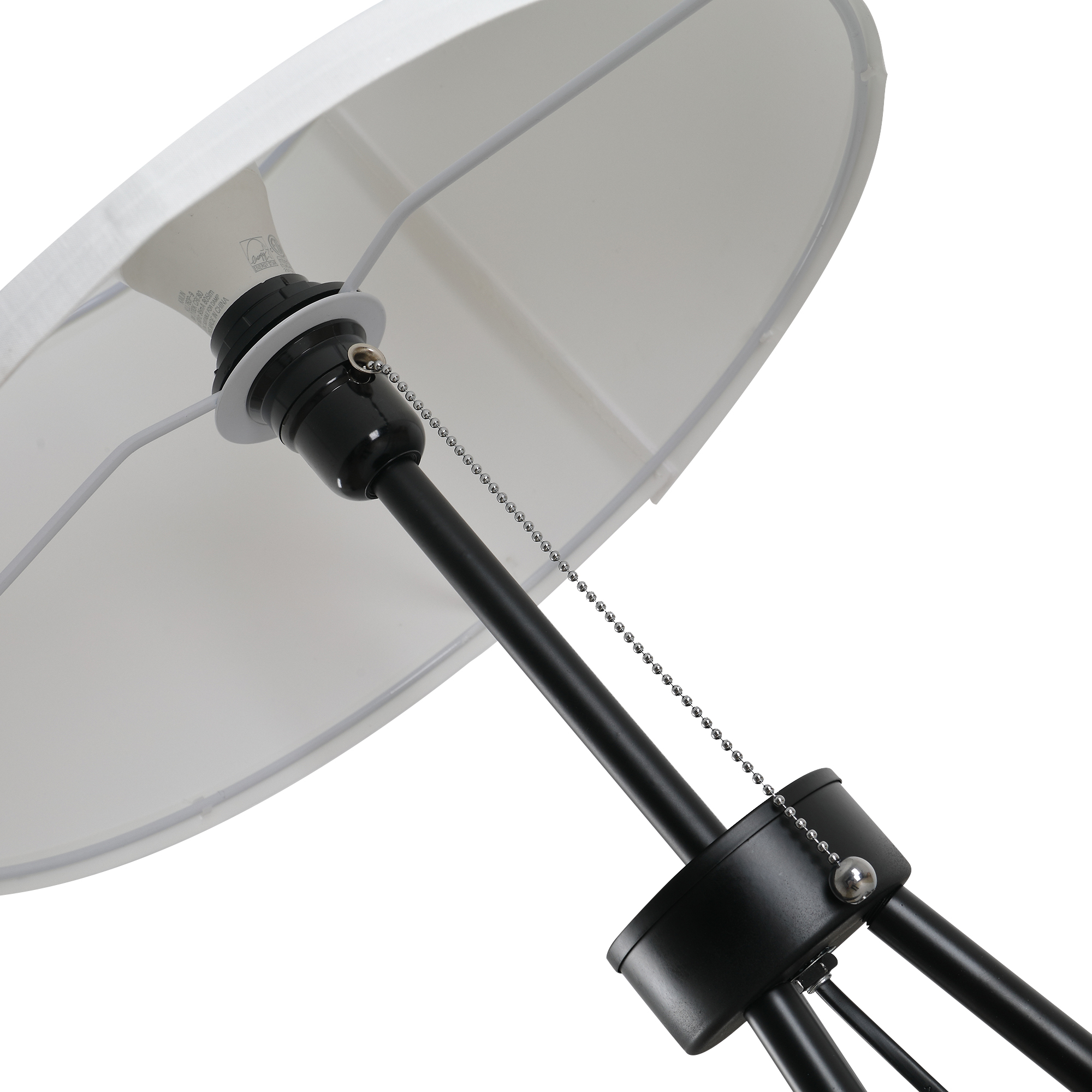 Stehlampe mit Lampenschirm aus Polyester und Baumwolle, Standleuchte Stehleuchte mit E27 Fassung für Wohnzimmer, Schlafzimmer, Weiß, exkl. Glühbirne