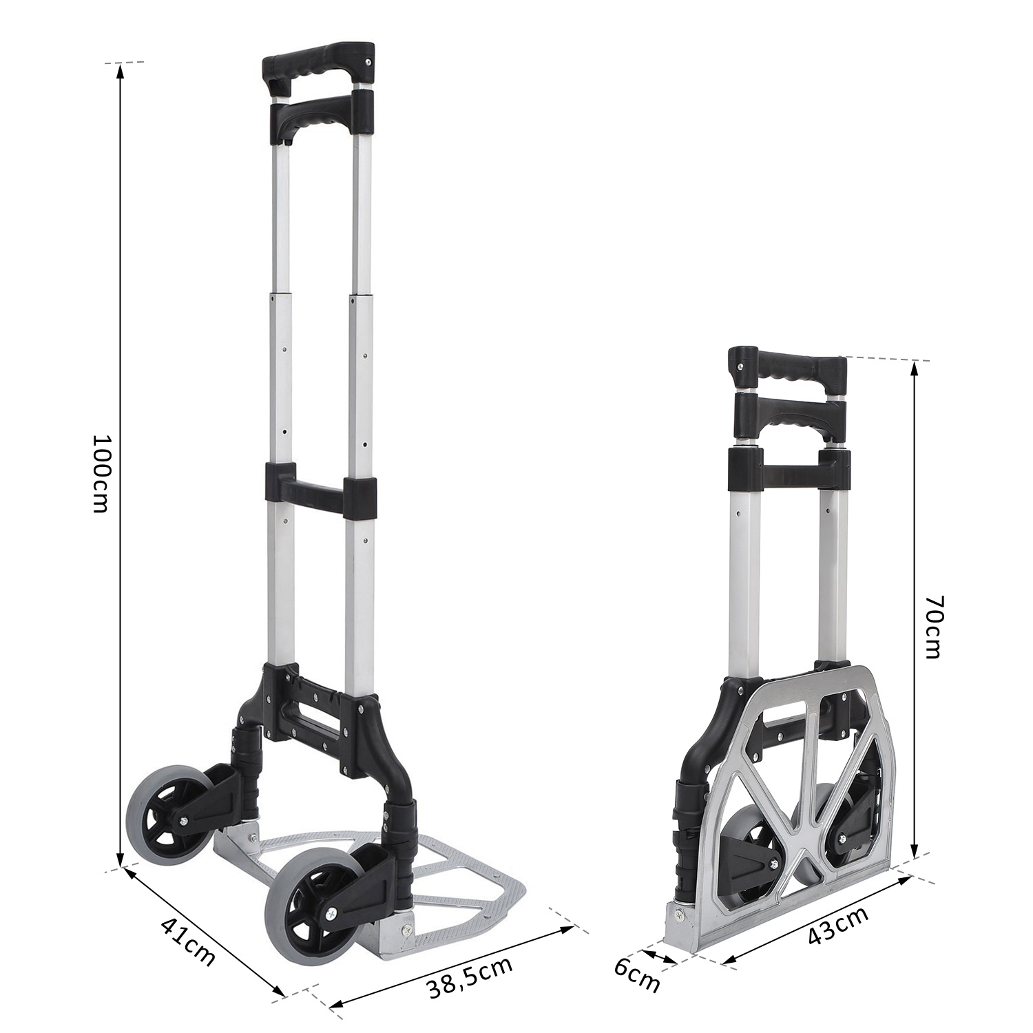 Alu Sackkarre Transportkarre klappbar Handkarre Stapelkarre Aluminium max. 70 kg belastbar