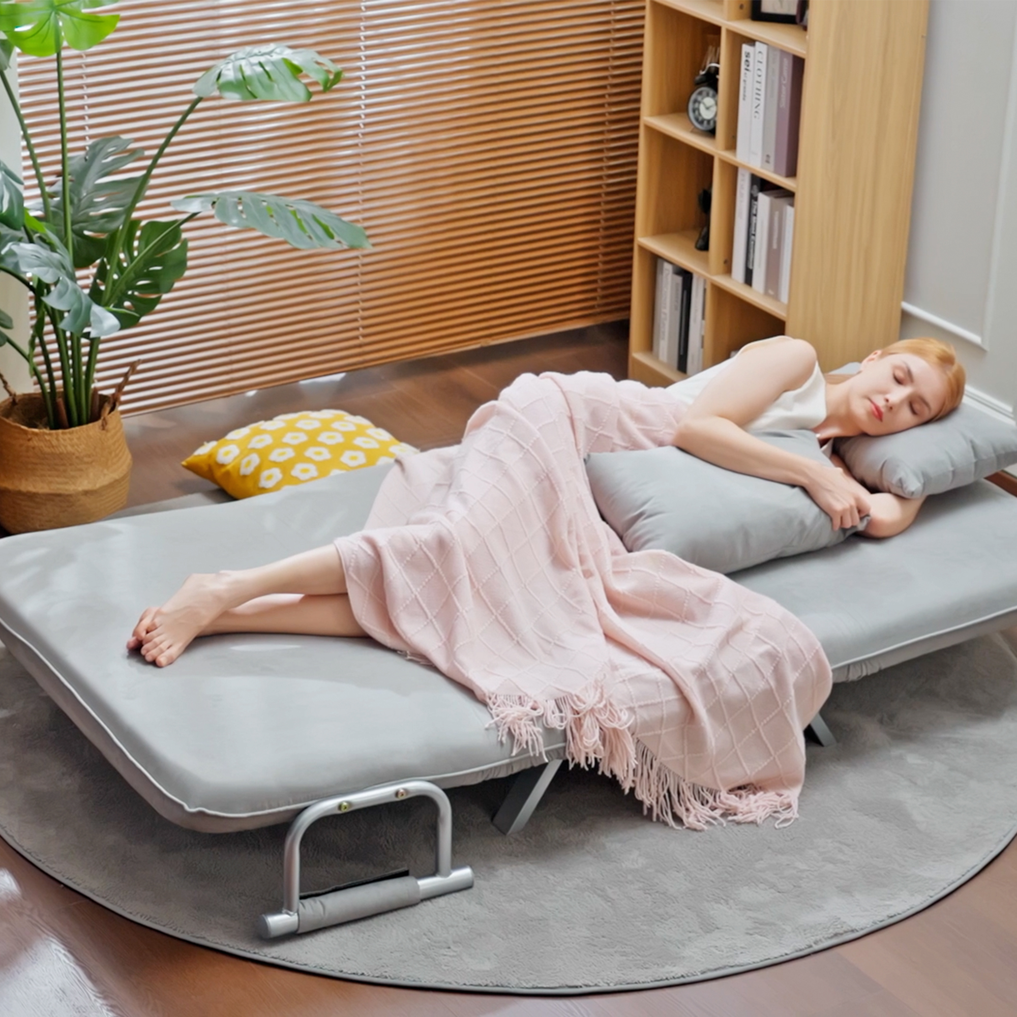 Schlafsofa, Doppelsofa, Gästebett, inklusive 2 Kissen, Grau