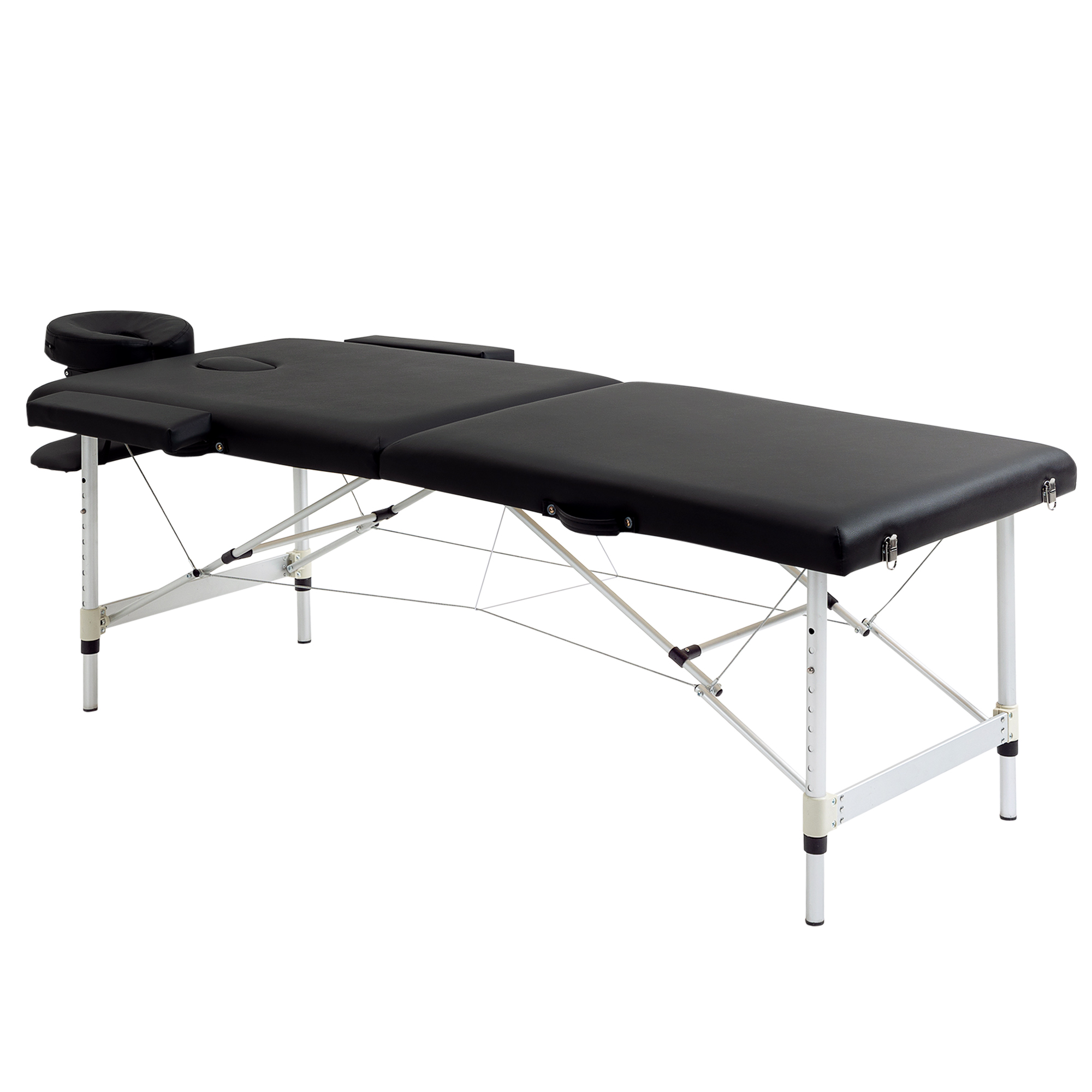 Massageliege, 2 Zonen klappbarer Massagetisch mit Kunstleder-Bezug, Kopfstütze, Armlehnen, Tasche, höhenverstellbare Massagebank 90cm Breit bis 225 kg belastbar, Schwarz Massageliege, 2 Zonen klappbarer Massagetisch mit Kunstleder-Bezug, Kopfstütze, Armlehnen, Tasche, höhenverstellbare Massagebank 90cm Breit bis 225 kg belastbar, Schwarz