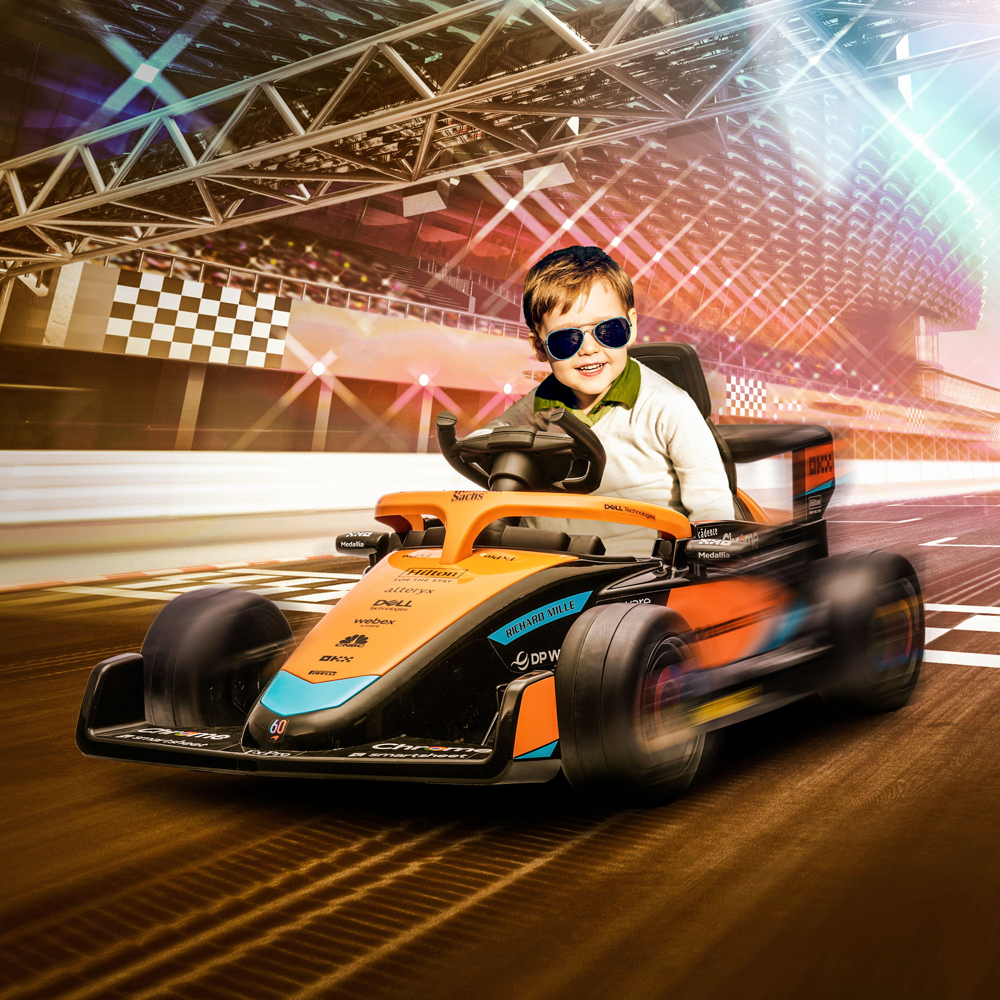 Elektro-Kinderauto, McLaren Formel-1, inkl. Fernsteuerung, Musik, für 3-5 Jahre, Orange