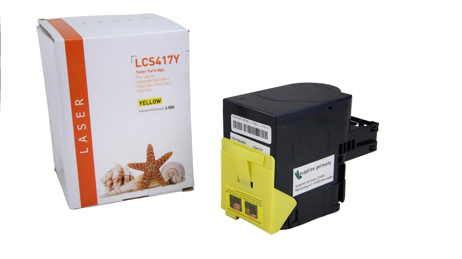 CS417Y alternativ Toner yellow für Lexmark / 71B2HY0 / 3.500 Seiten
