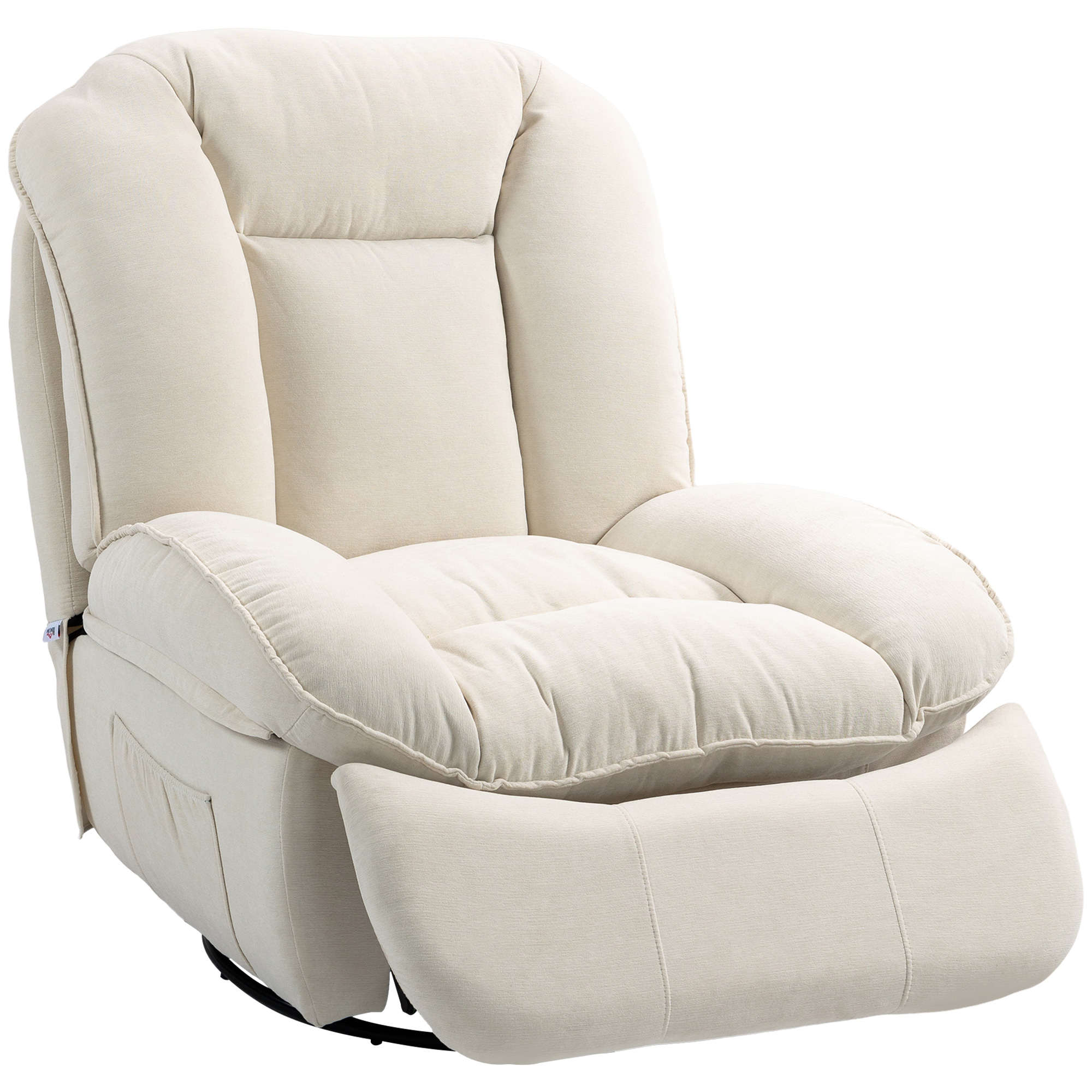 Relaxsessel, verstellbar, 104x100x102cm/164x76cm, Cremeweiß Relaxsessel, verstellbar, 104x100x102cm/164x76cm, Cremeweiß