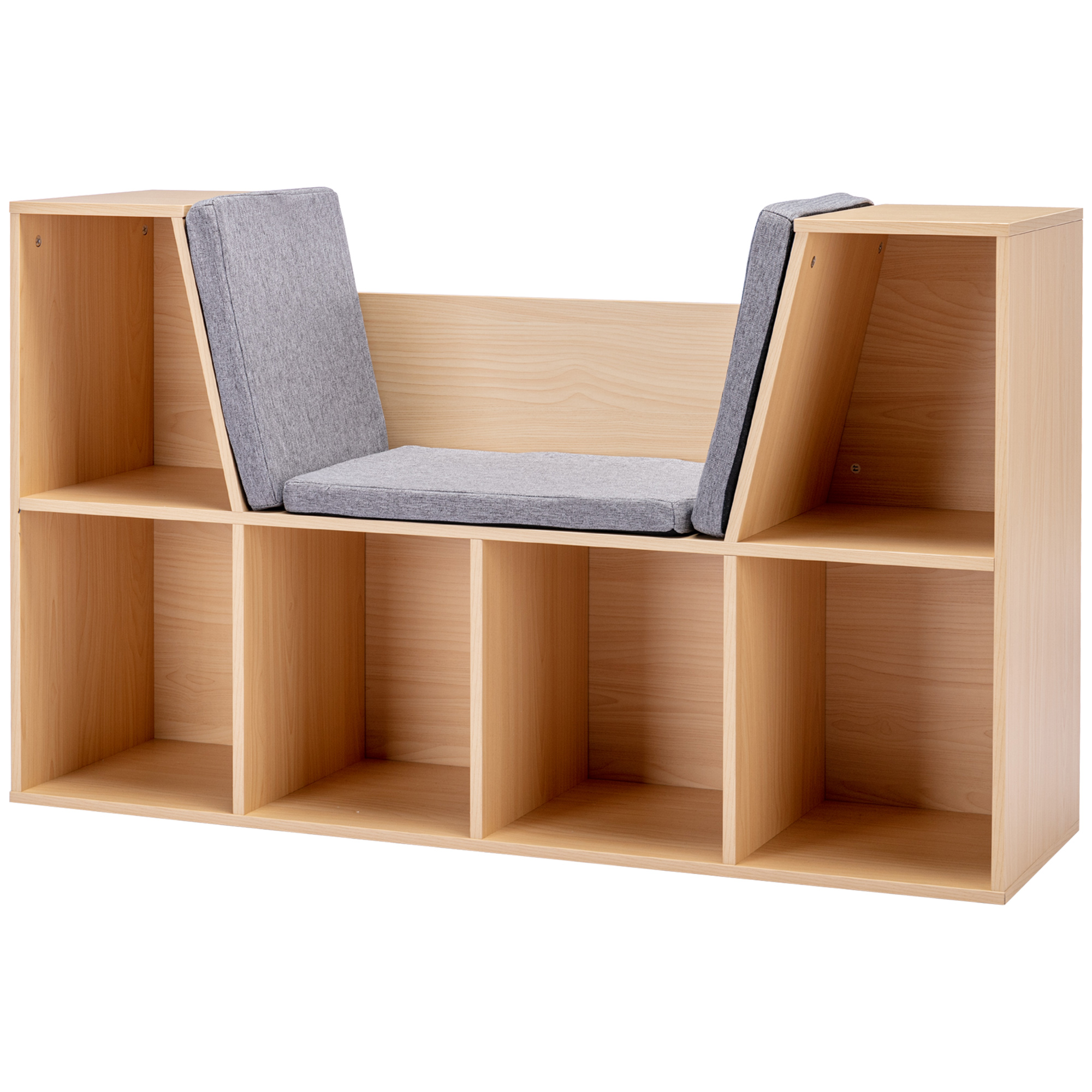 2-in-1 Kinderregal Regal + Sitzbank inkl. Polster 103 cm × 30 cm × 62 cm Weiß + Grau 2-in-1 Kinderregal Regal + Sitzbank inkl. Polster 103 cm × 30 cm × 62 cm Weiß + Grau