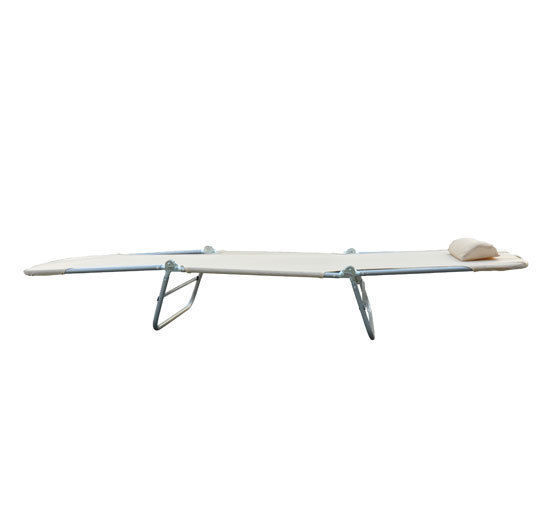 Sonnenliege klappbar Gartenliege mit Kopfkissen Liegestuhl verstellbar mit 5-Fach Campingliege bis 120kg belastbar für Garten, Balkon und Pool geeignet, 4 Farben(Creme)