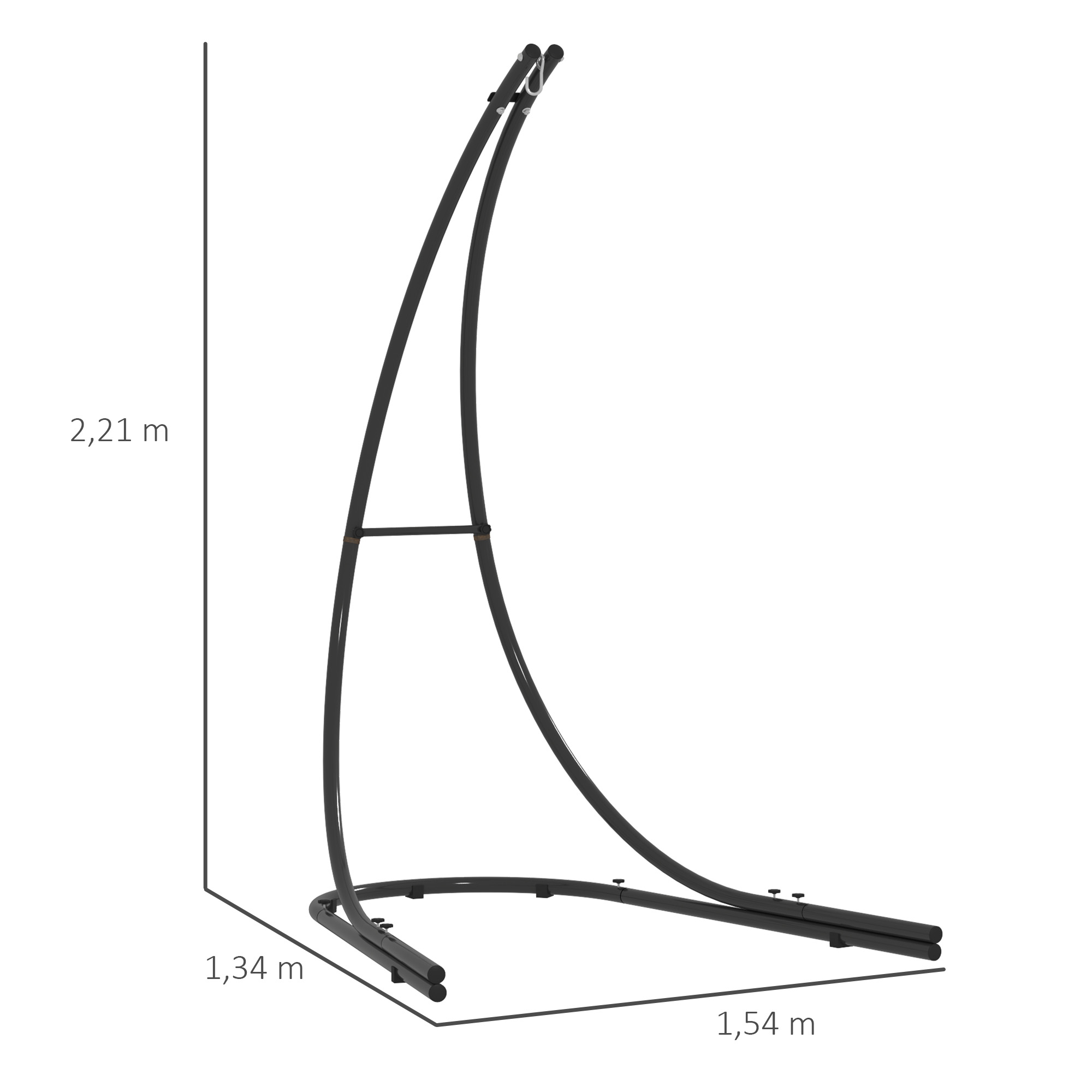 Gestell für Hängesessel in C-Form Metall Ständer mit Sockel für Hängesitz bis 150kg Schwarz