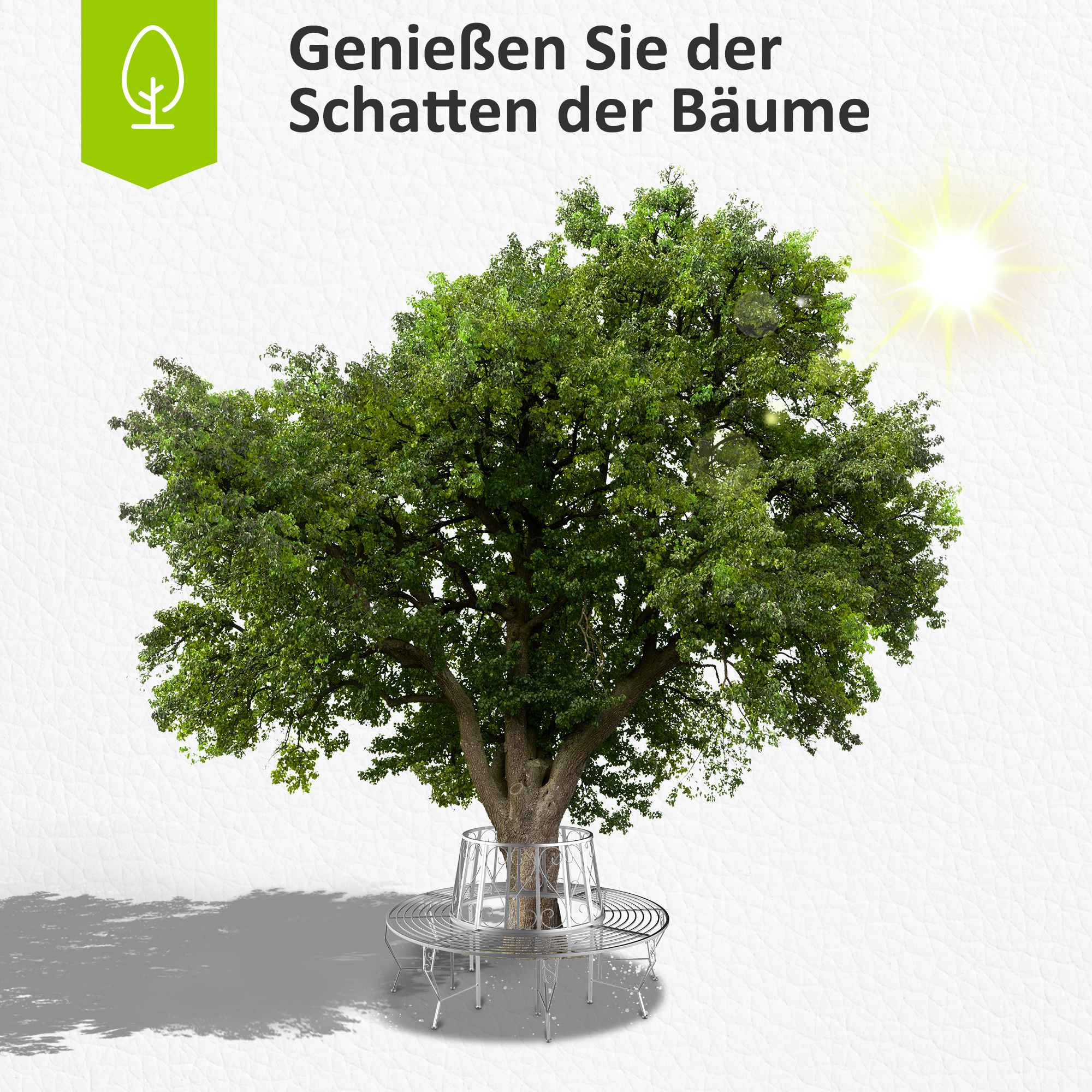 Baumbank Rundbank 360° Gartenbank Sitzbank Baum Bank Metall ?160cm