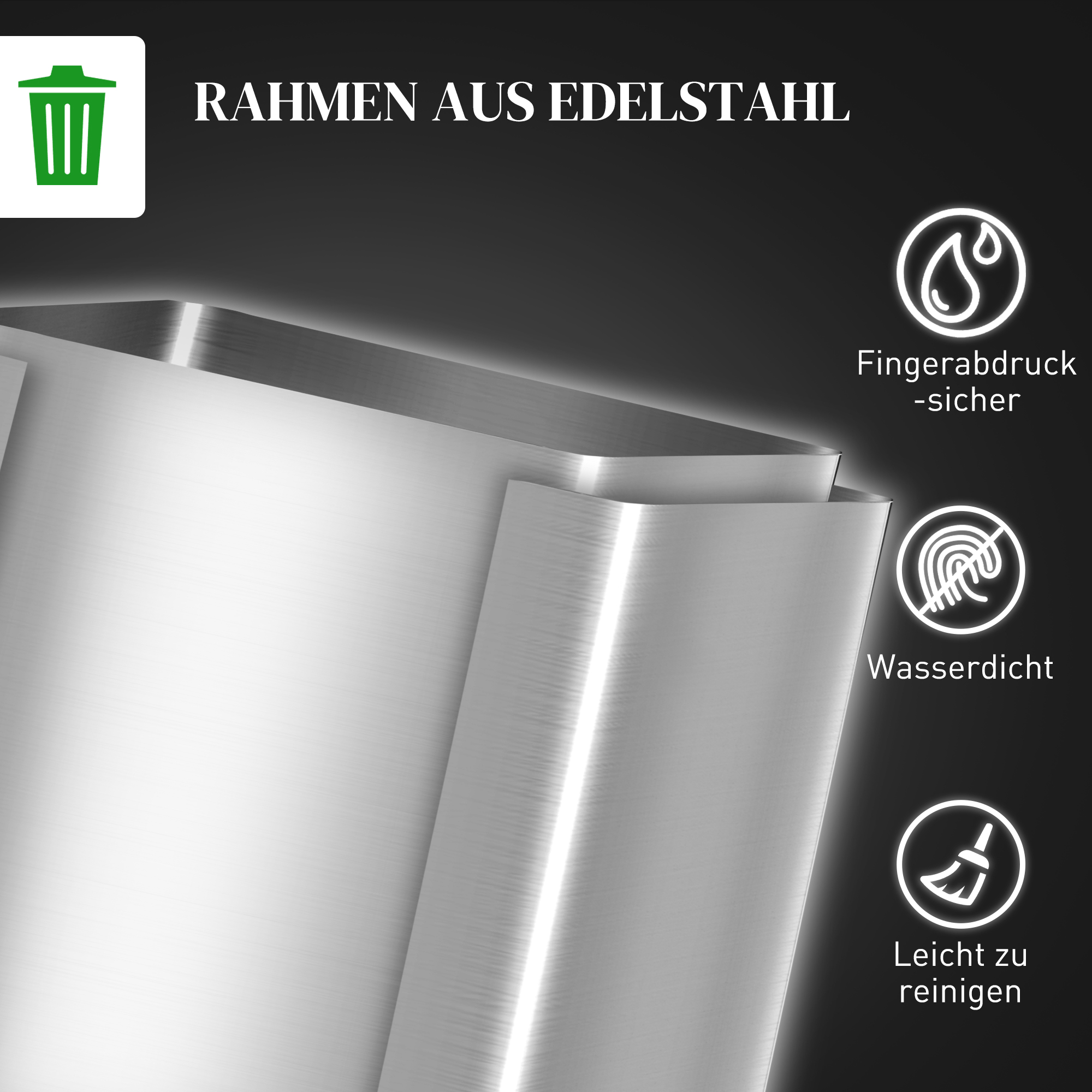 2 x 20 L Doppelmülleimer, Pedalöffnung, leicht zu reinigen, Edelstahl, Kunststoff, Silber