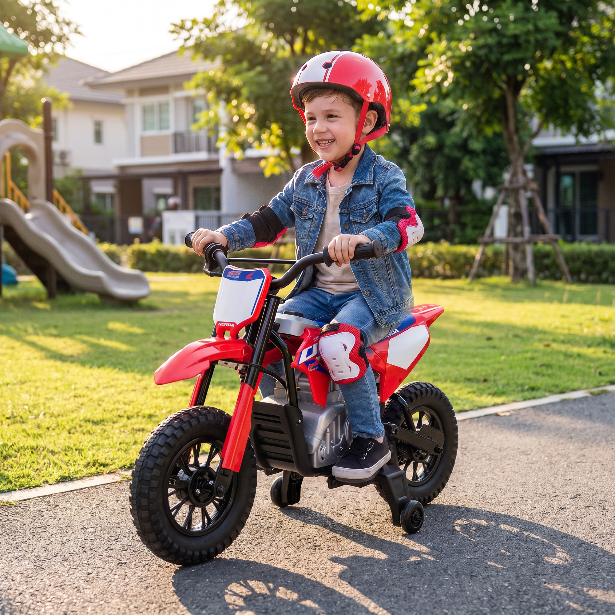 Elektro Motorrad Kinder HONDA CRF 450R 12V Kinder Motocross mit 35W Motor Lithium Akku Hinterradfederung 12 Zoll Rädern
