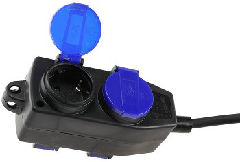 Werkstatt-Steckdose, 4-fach, 10m Kabel, IP44, mit Aufhänger, H07RN-F 3G1,5mm²