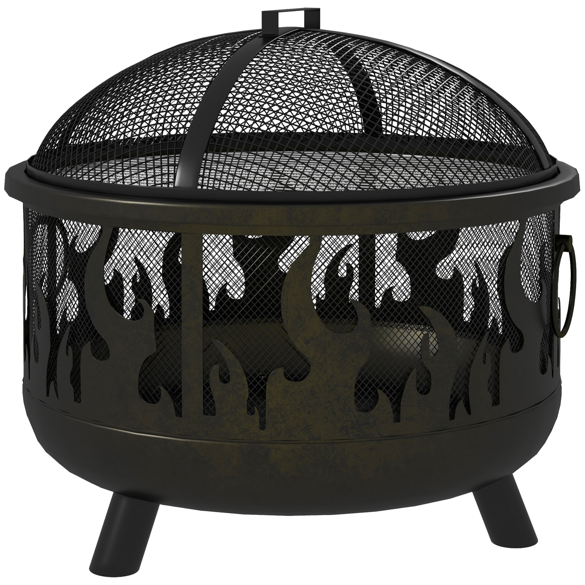 Feuerschale Feuerstelle, inkl, Funkenschutz, 1 Schürhaken, Ø61,5 cm x 52 cm, Schwarz Feuerschale Feuerstelle, inkl, Funkenschutz, 1 Schürhaken, Ø61,5 cm x 52 cm, Schwarz