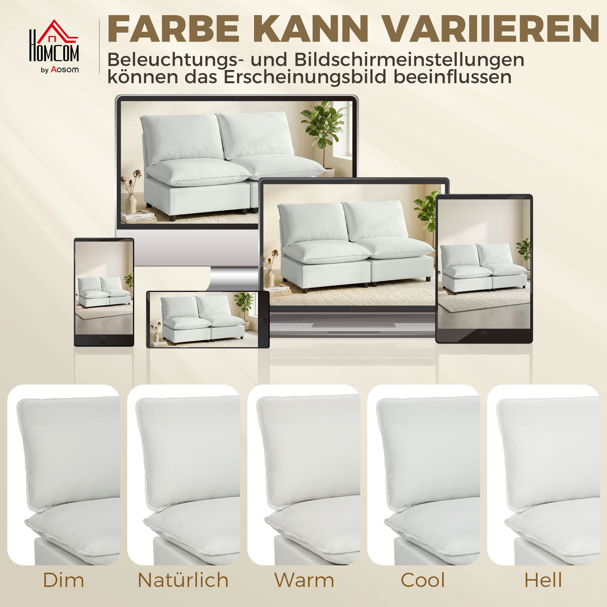 2-Sitzer-Sofa, 146 cm Kunstleder-Modularsofa mit breiter und tiefer Sitzfläche, dicken Kissen, einfache Montage, Grau