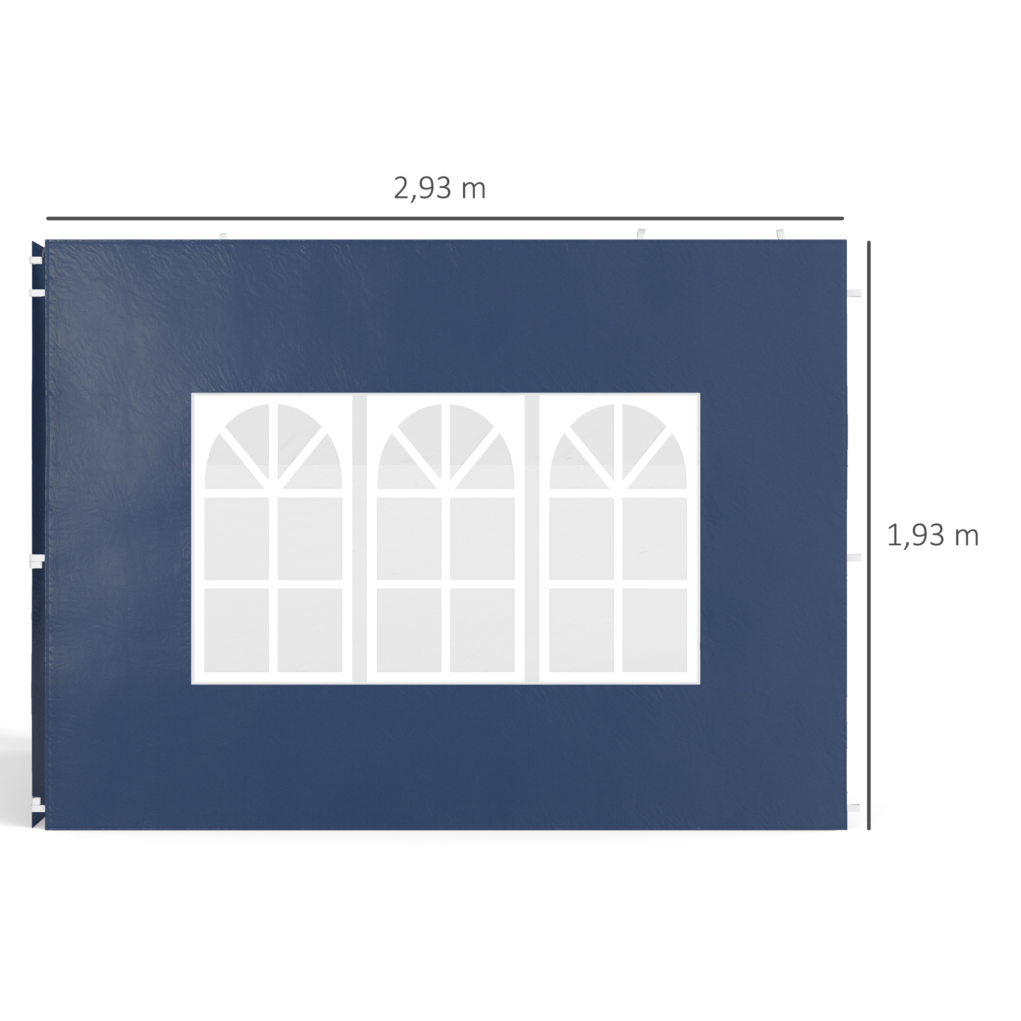 2er Set Seitenwände für Pavillon 3x3 3x6 Wasserdicht Seitenteile mit Fenster Blau