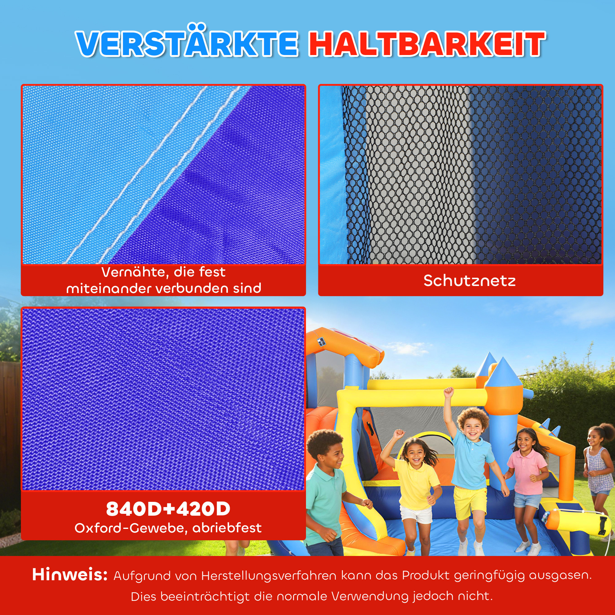 8-in-1 Hüpfburg mit Gebläse Rutsche Planschbecken Trampolin Kletterwand für Indoor Outdoor 350x325x210cm Mehrfarbig