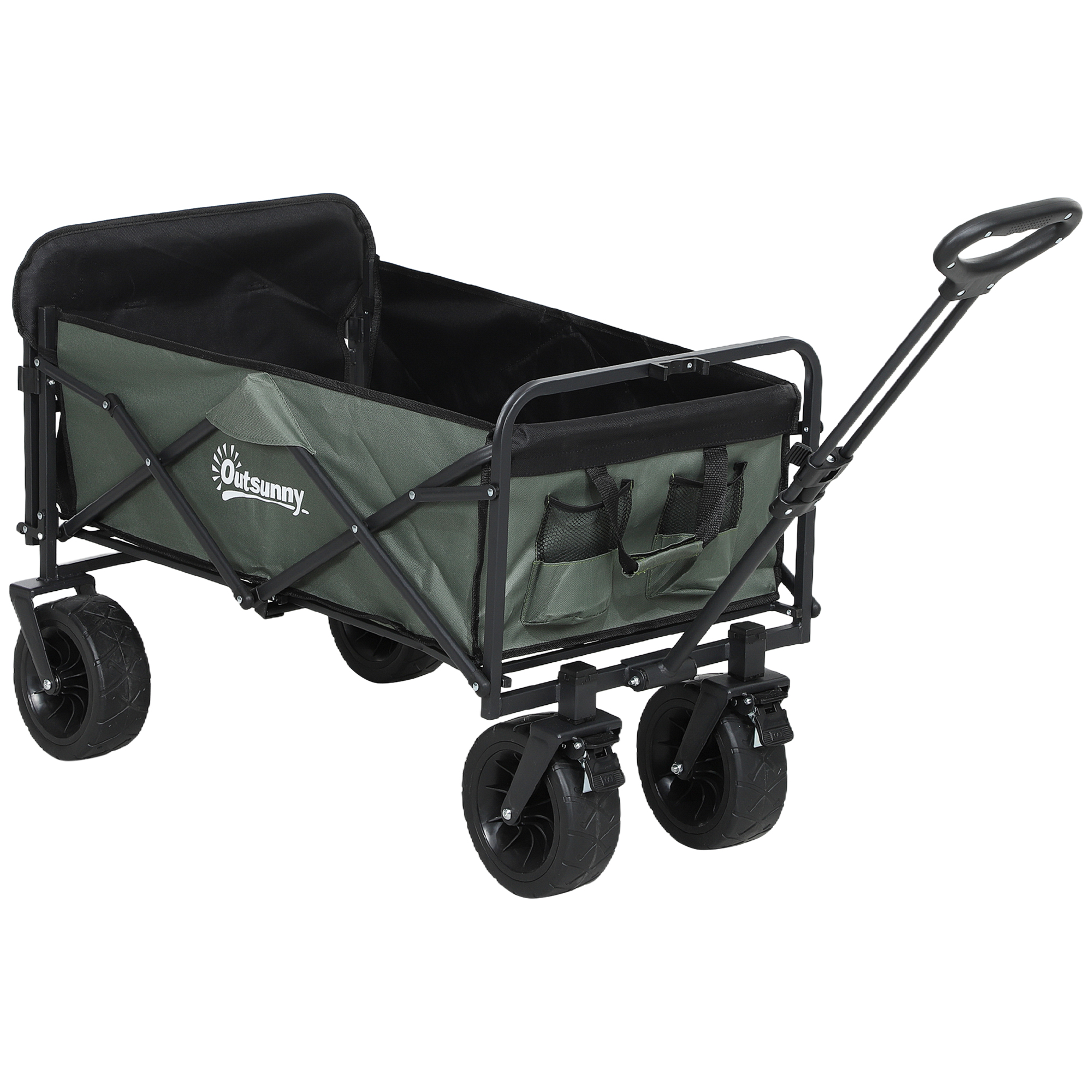 Gartenwagen 120 kg belastbar, klappbar Transportwagen mit herausnehmbare Plane, Griff, Rädern 95 Liter Grün Gartenwagen 120 kg belastbar, klappbar Transportwagen mit herausnehmbare Plane, Griff, Rädern 95 Liter Grün