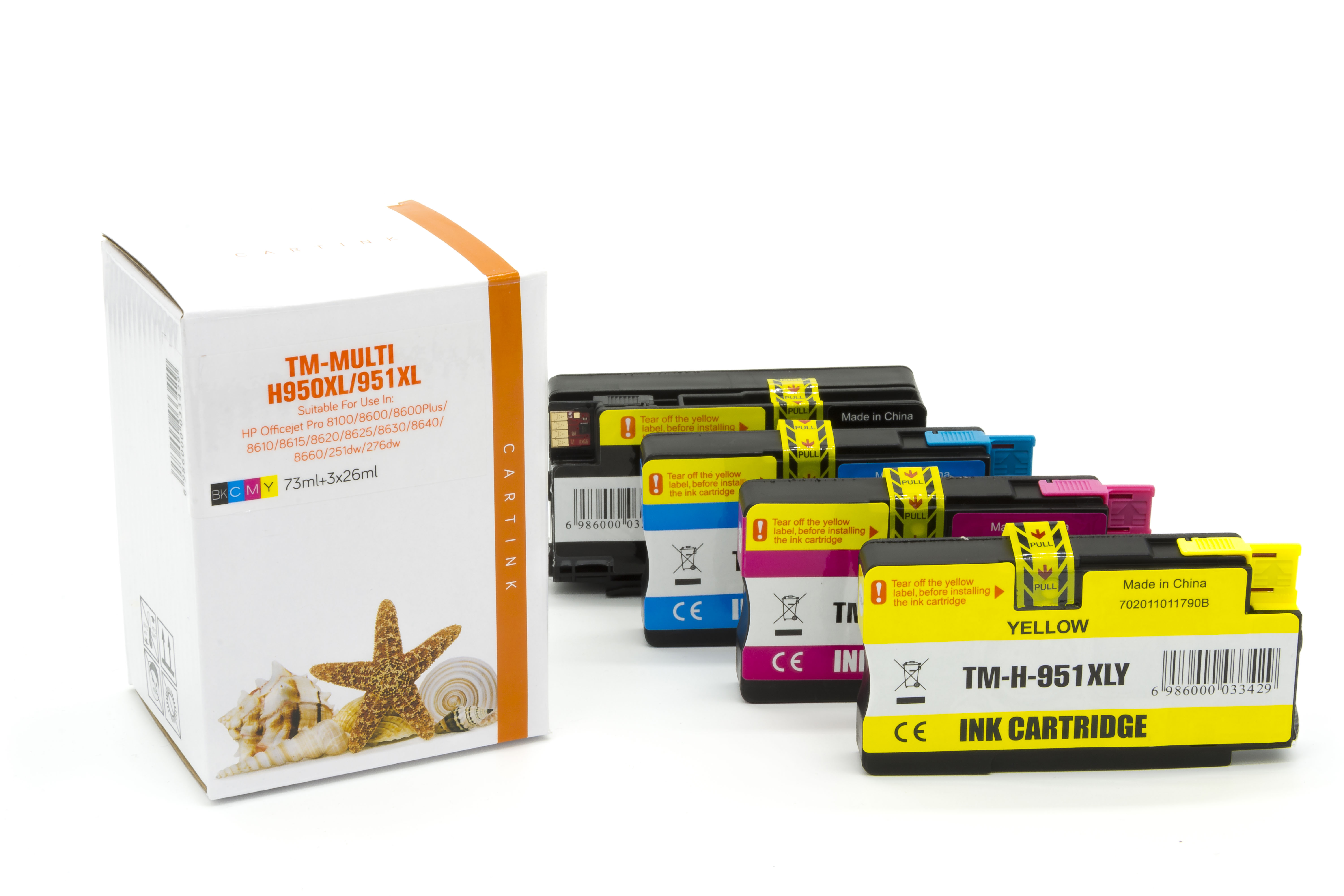 Multipack 950XL/951XL alternativ Tinte für HP / CN045AE / BK73ml / C,M,Y26ml