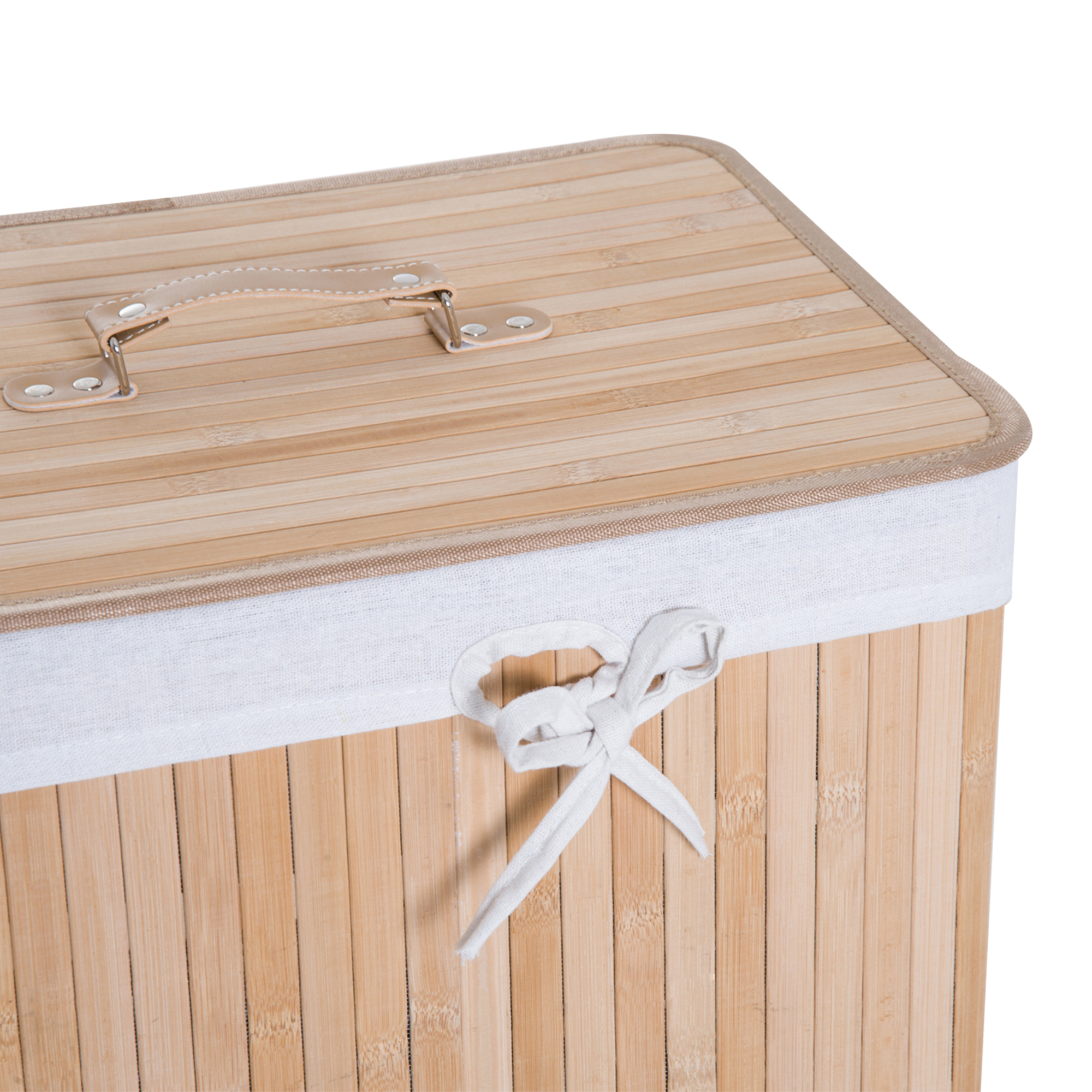 Wäschekorb schmal mit Deckel 72L Wäschesammler mit Griff, herausnehmbarer Wäschesack, Wäschebox für Waschküche Schlafzimmer Badezimmer, Natur