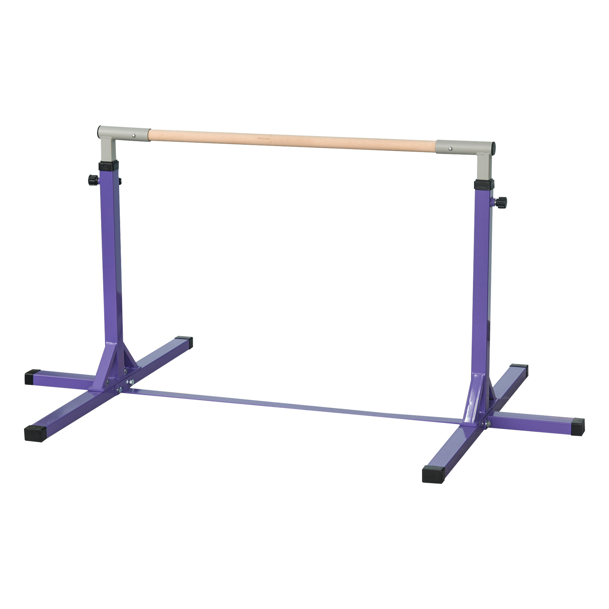 Gymnastik-Turnreck, Reckstange, 13-stufig höhenverstellbar, bis 75 kg belastbar, Stahl, Buchenholz, Lila