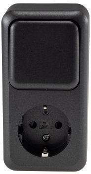 FASKO Kombi Steckdose Schalter,Anthrazit / 250V~, Aufputz, Schraubanschluss