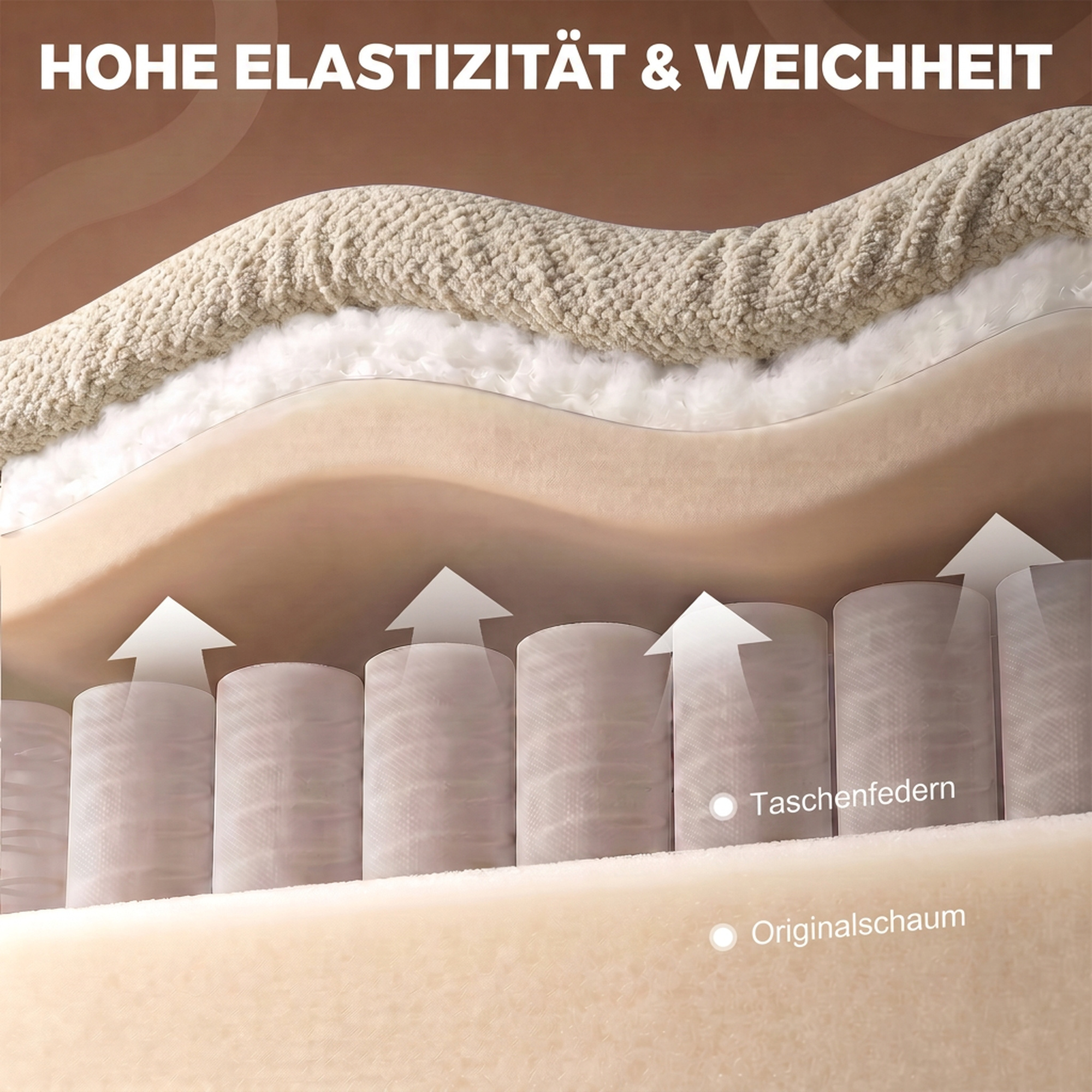Relaxsessel mit Liegefunktion und Wippfunktion Fernsehsessel mit Fußstütze in Cremeweiß