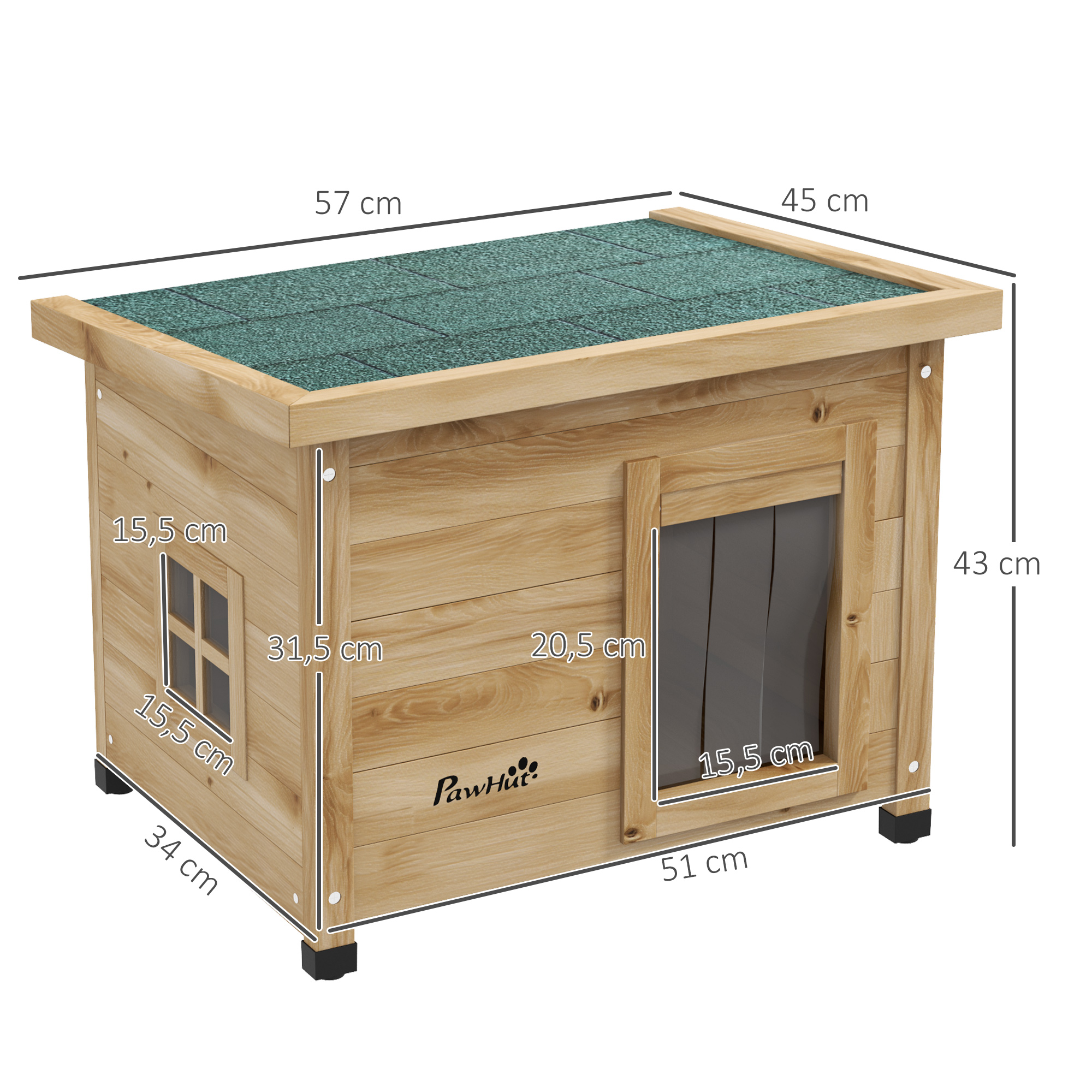 Katzenhaus Katzenhütte Katzenhöhle, wetterbeständig, Katze 6 kg, 57 cm x 45 cm x 43 cm, Natur