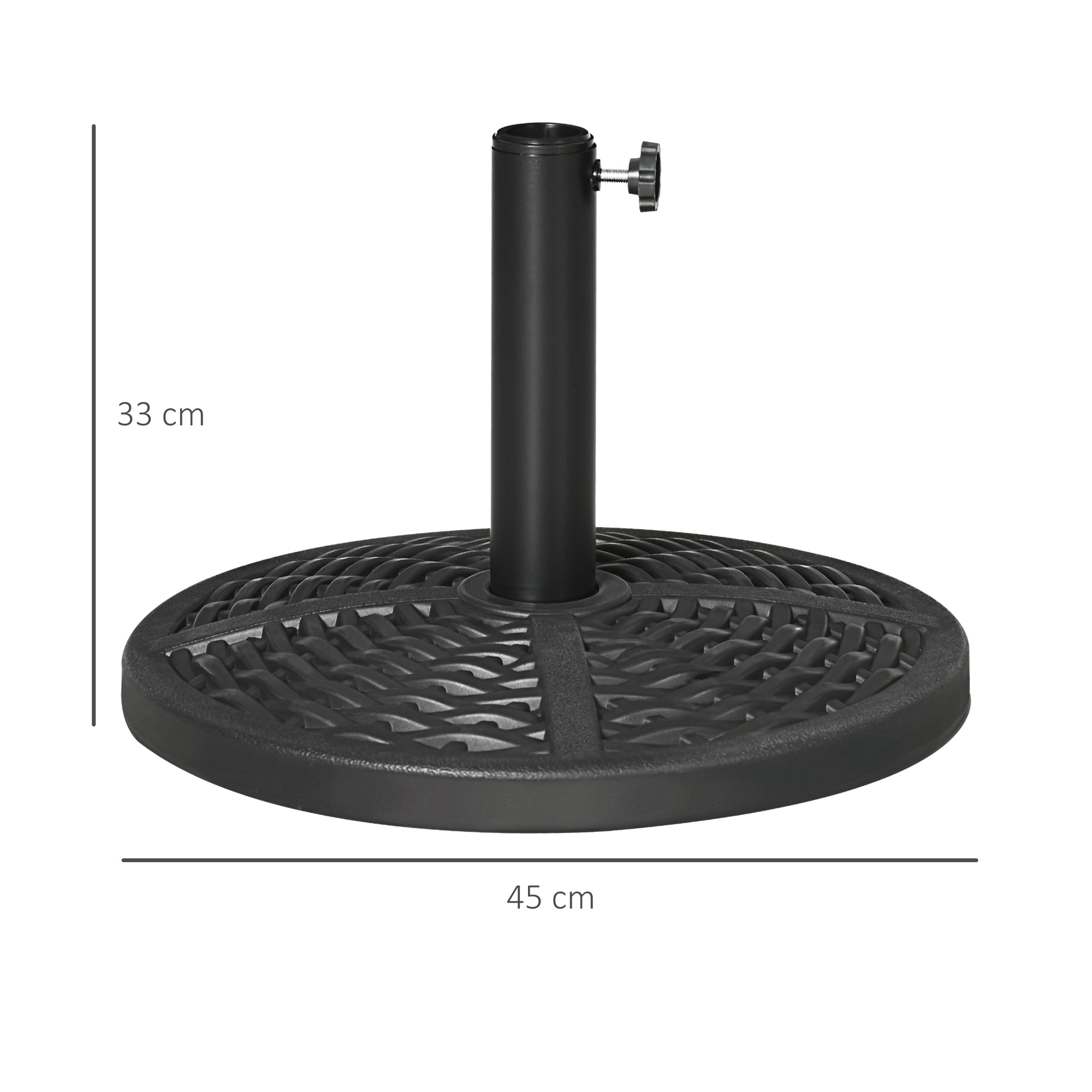 Sonnenschirmständer aus Beton, Schirmständer mit Stahlrohr, Rund Schirmhalter, für Balkon, Terasse, Garten, Schwarz