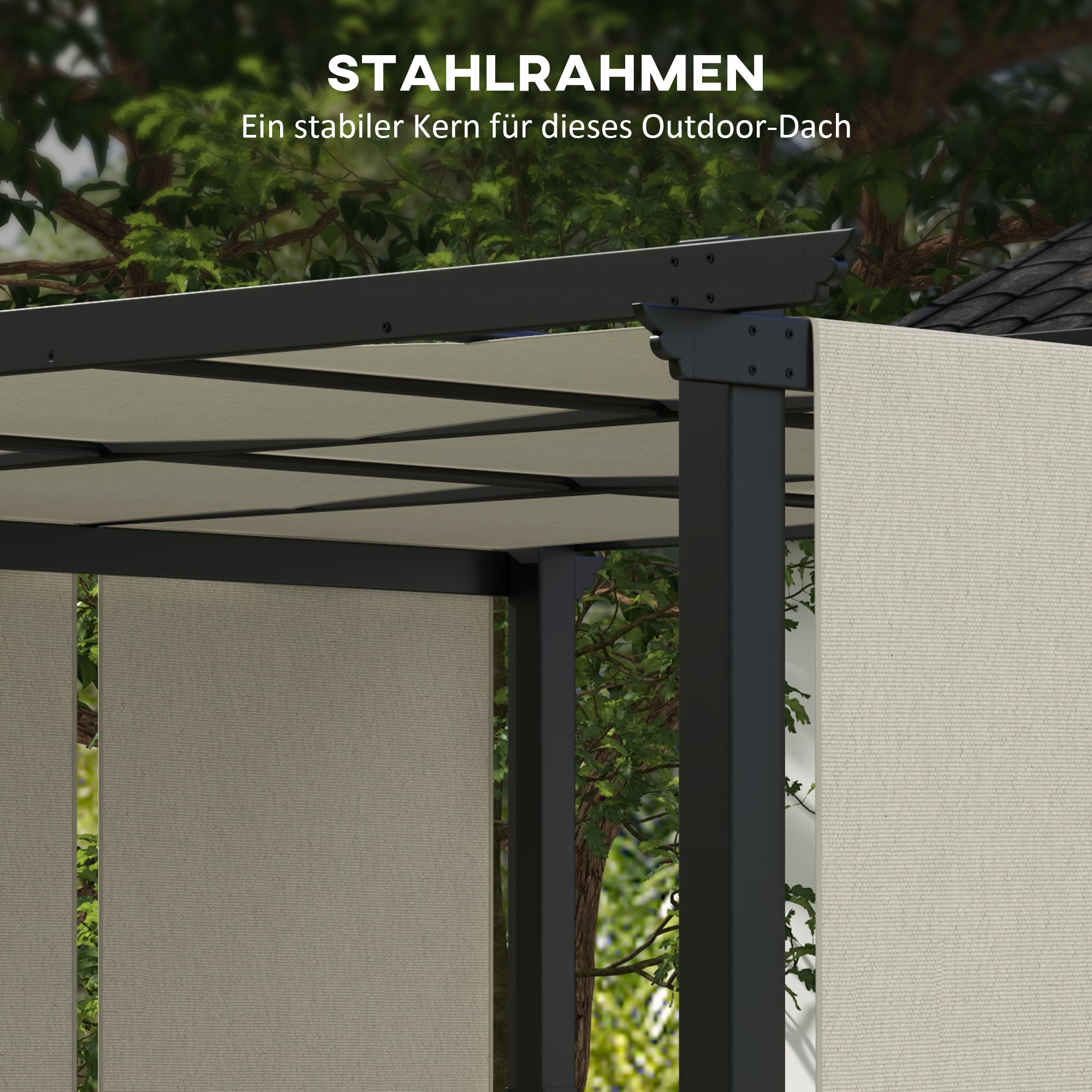 Markise Sonnenschutz. Pergola, wetterbeständig,  inkl. Befestigungsmaterial, 3 x 3,5 m, Beige