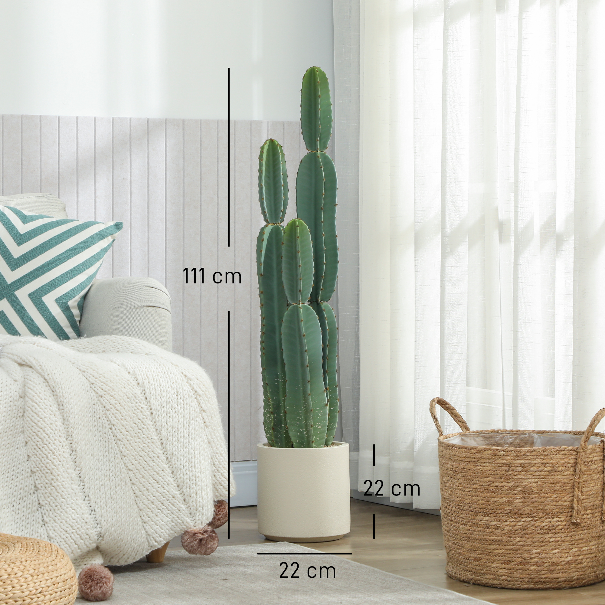 Kunstpflanze Kaktus Pflanzen groß 111 cm künstliche Pflanzen im Topf für Büro Wohnzimmer