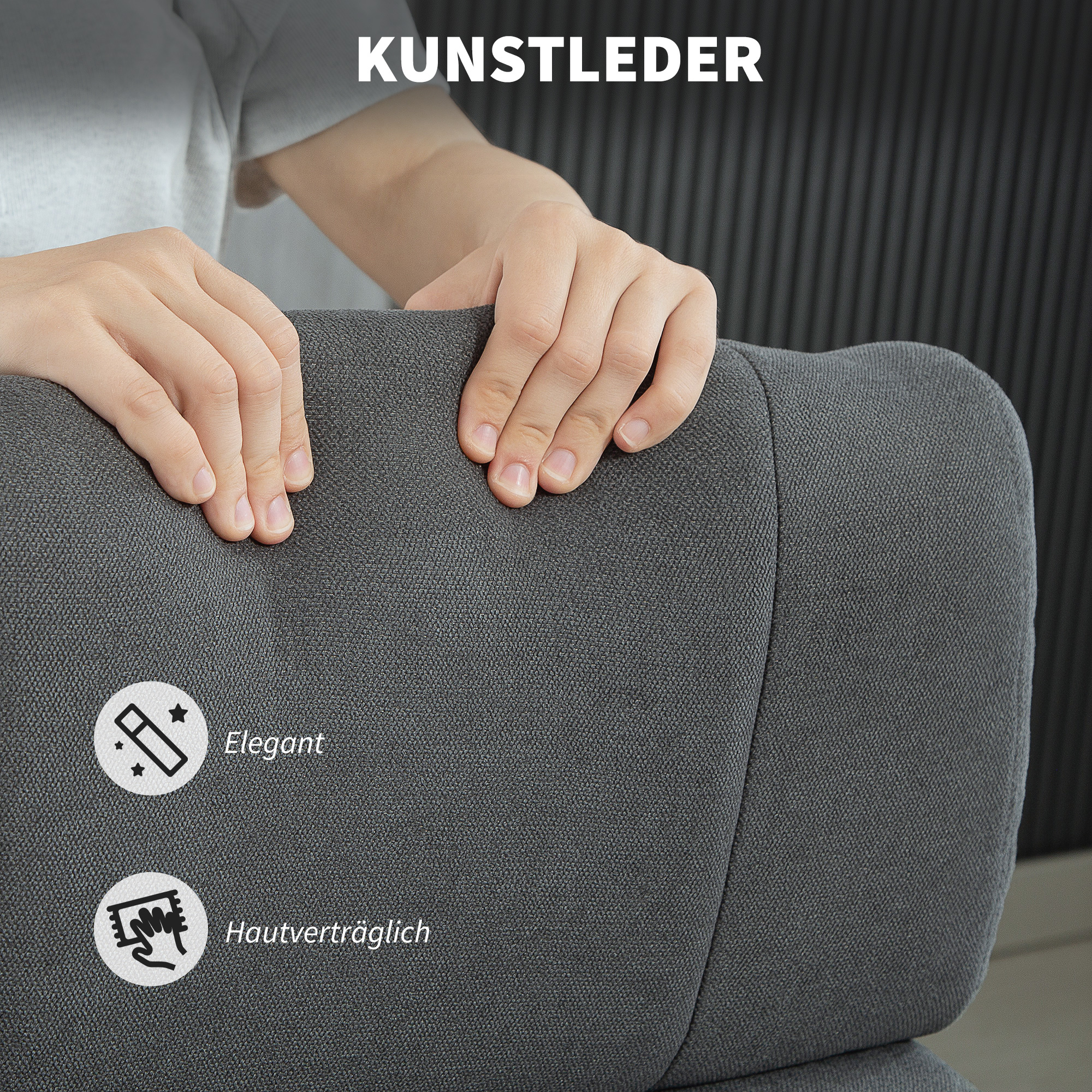 gepolsterter Bürostuhl mit Samt-Optik, höhenverstellbar, rollbar, Grau